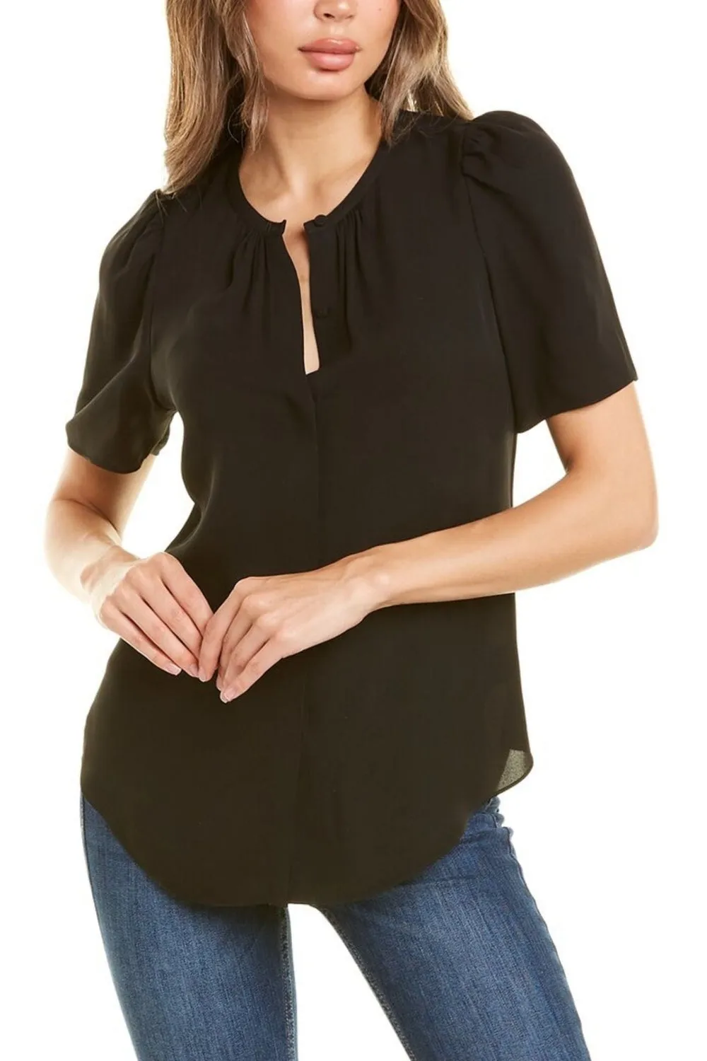 Black Short Sleeve Round Neckline Top