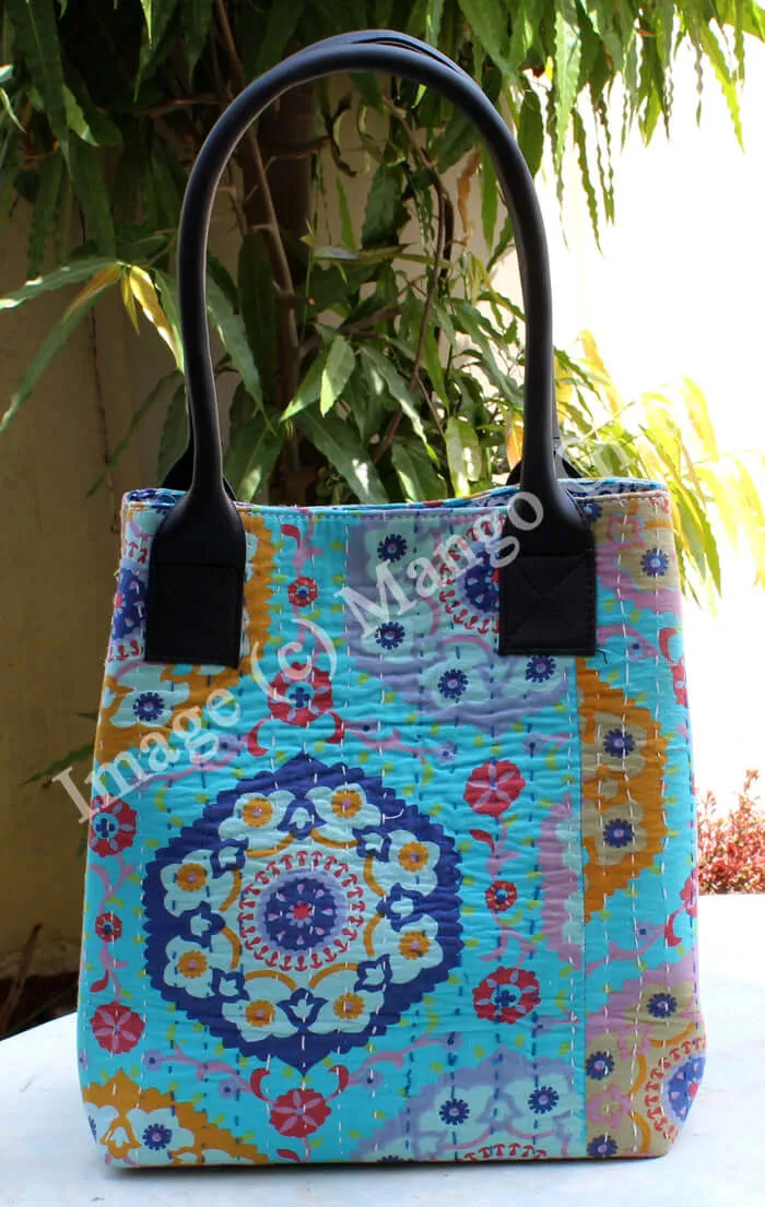Blue Kantha Tote Bag