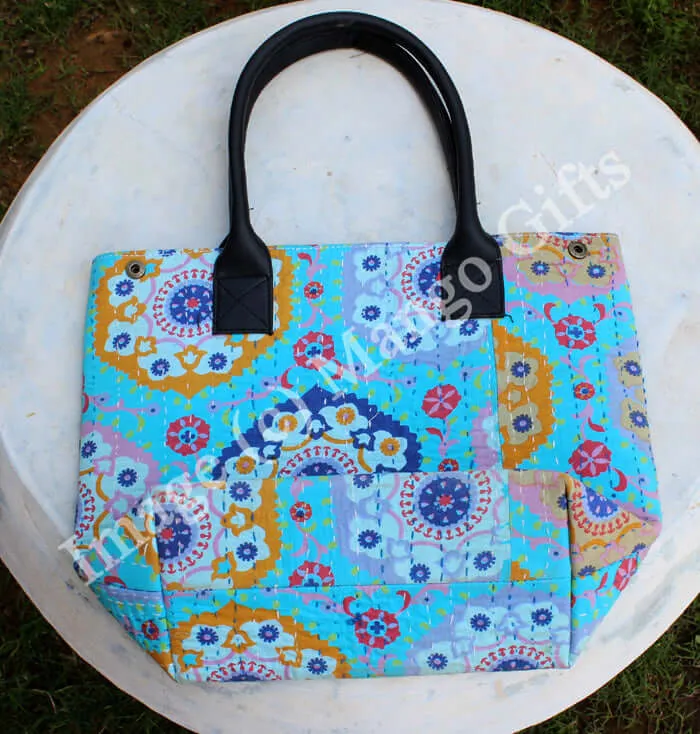 Blue Kantha Tote Bag