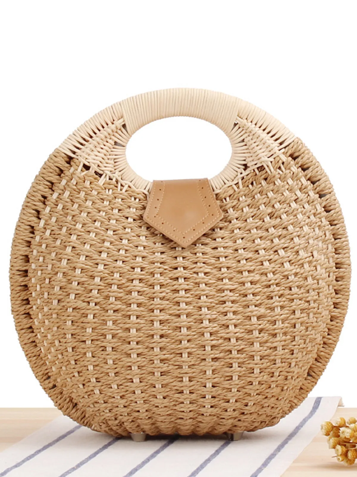 Braided Shell Tote Straw Bag