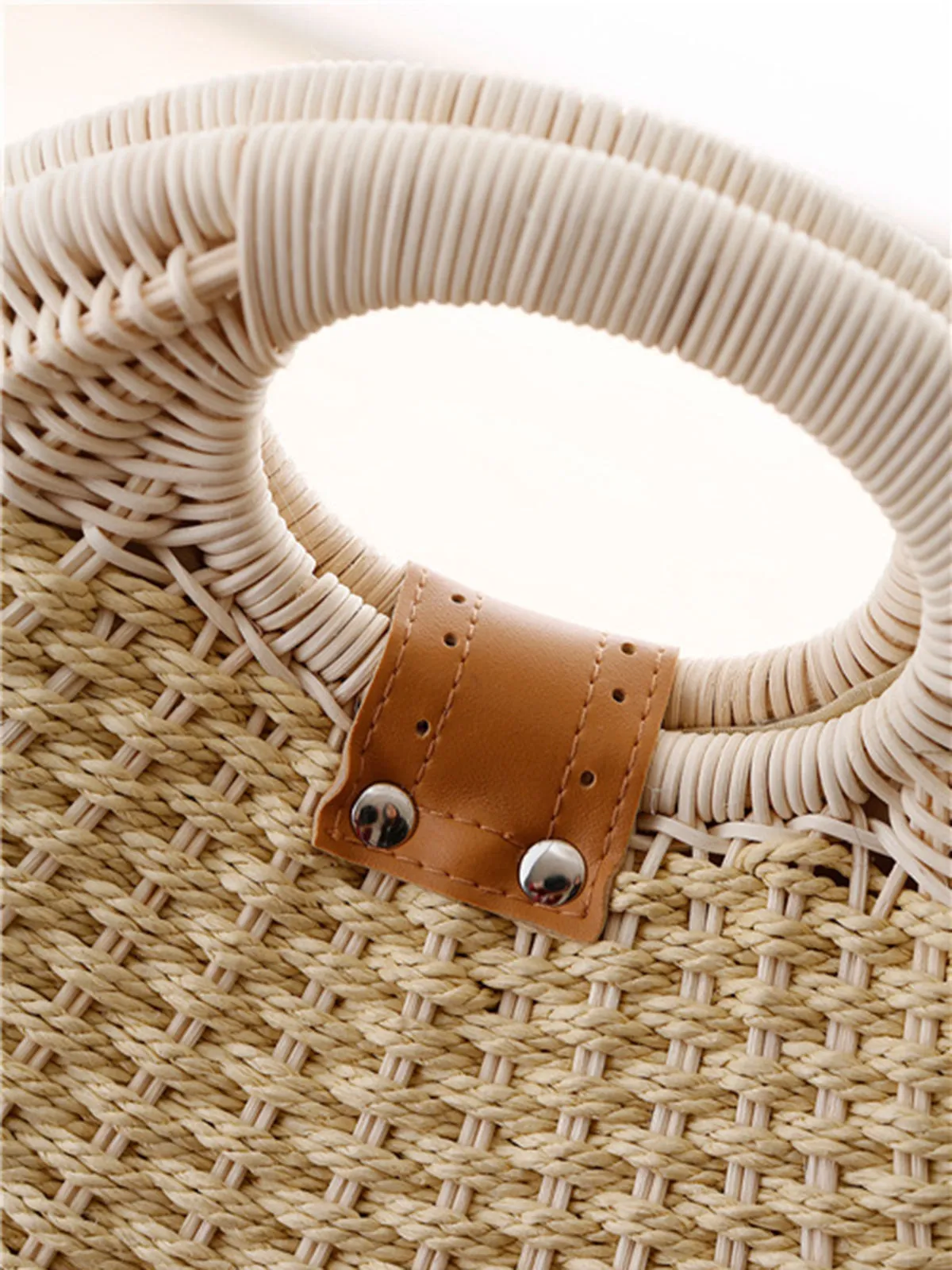 Braided Shell Tote Straw Bag