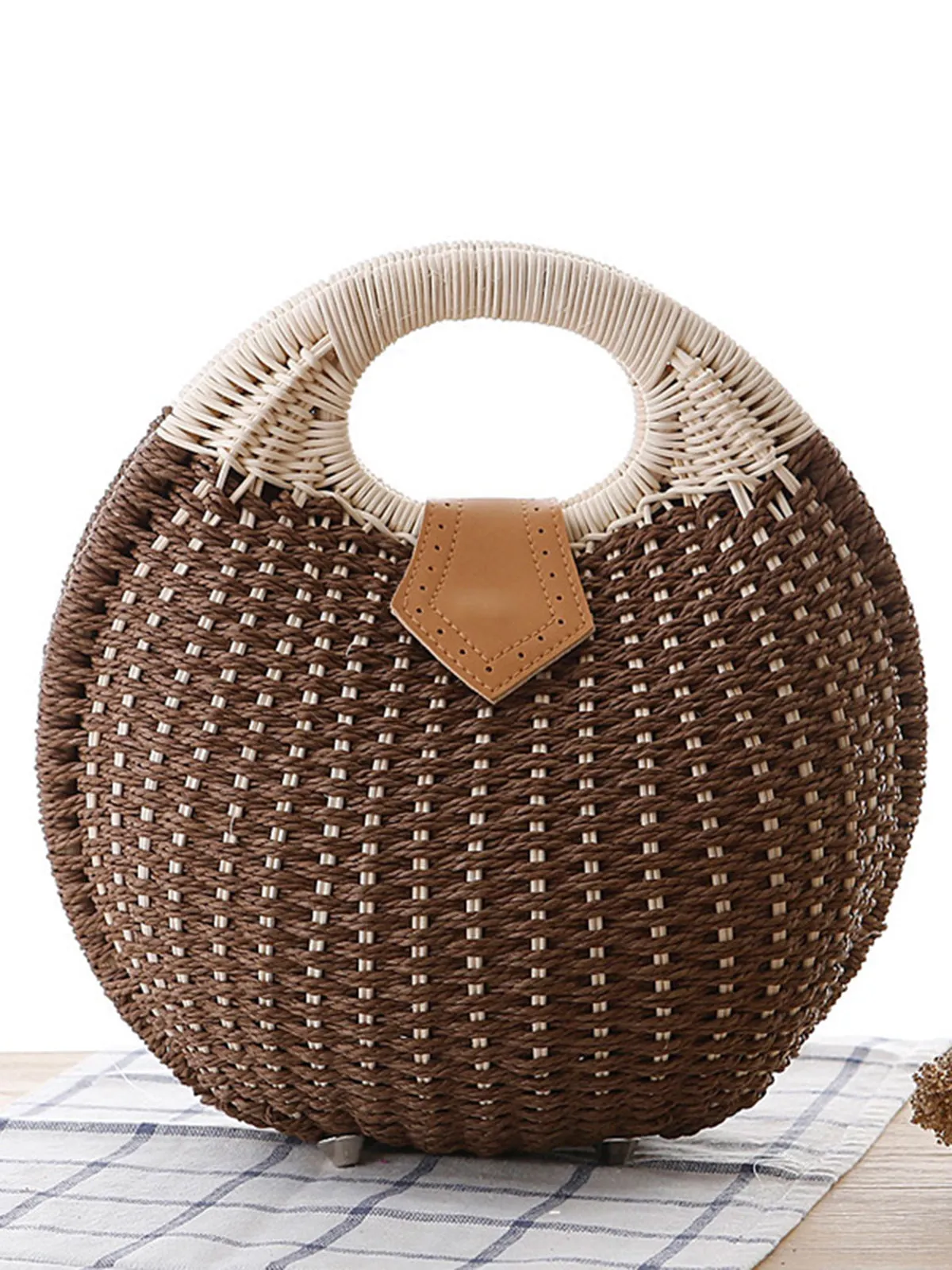 Braided Shell Tote Straw Bag