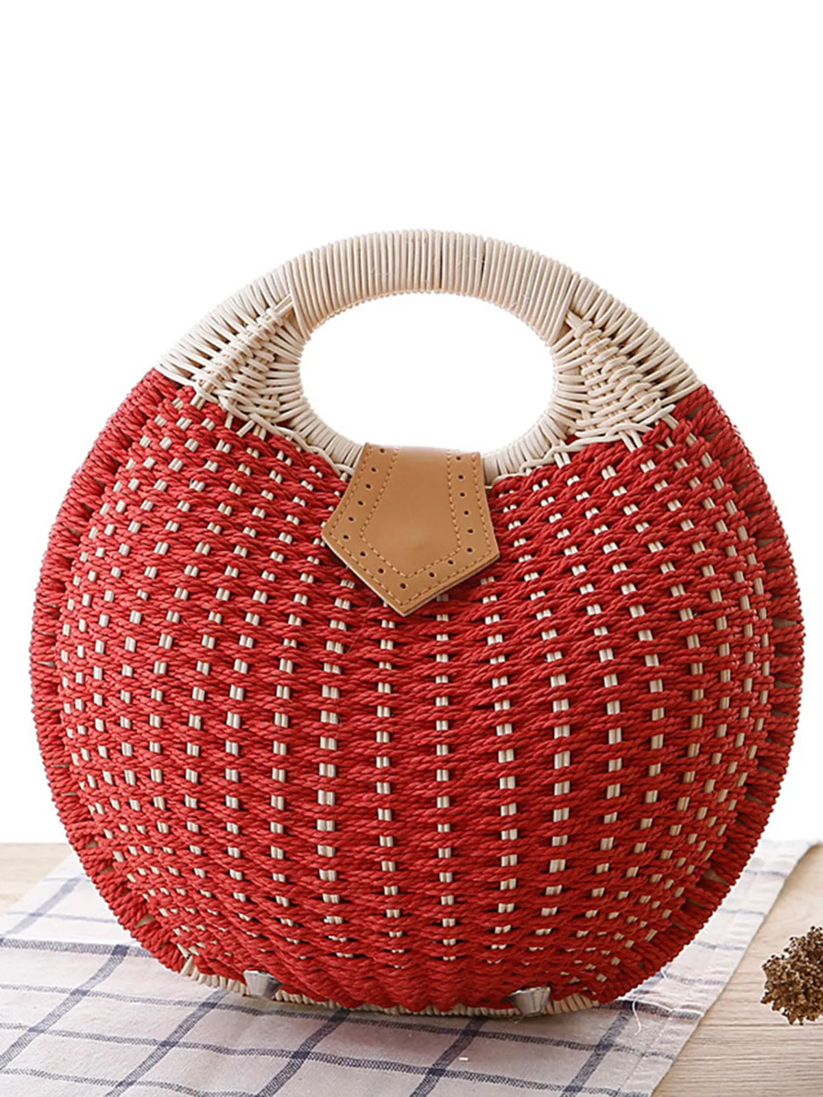 Braided Shell Tote Straw Bag