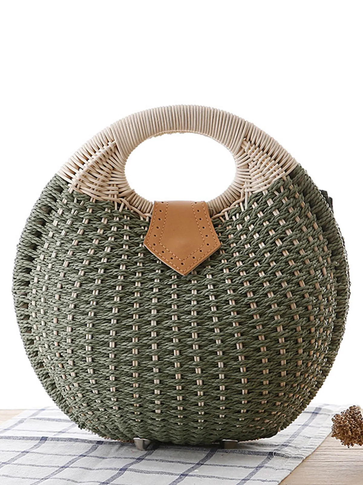 Braided Shell Tote Straw Bag