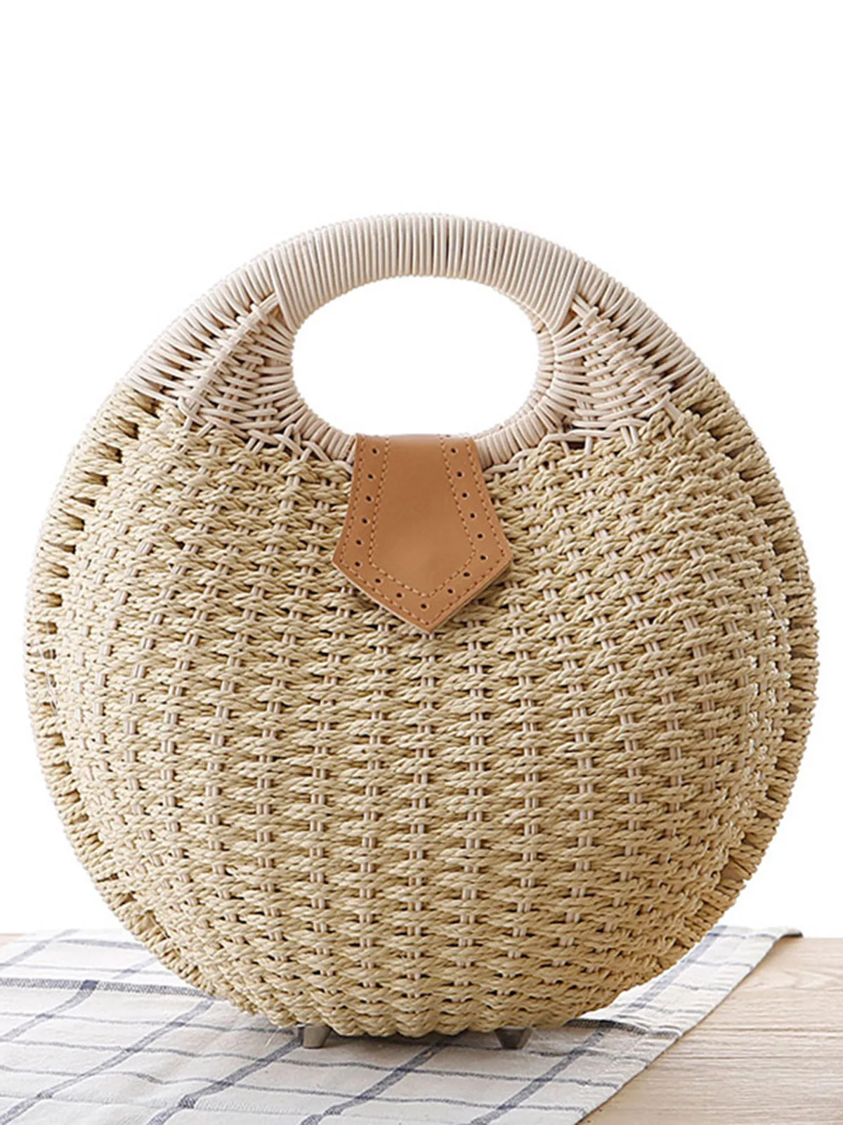Braided Shell Tote Straw Bag