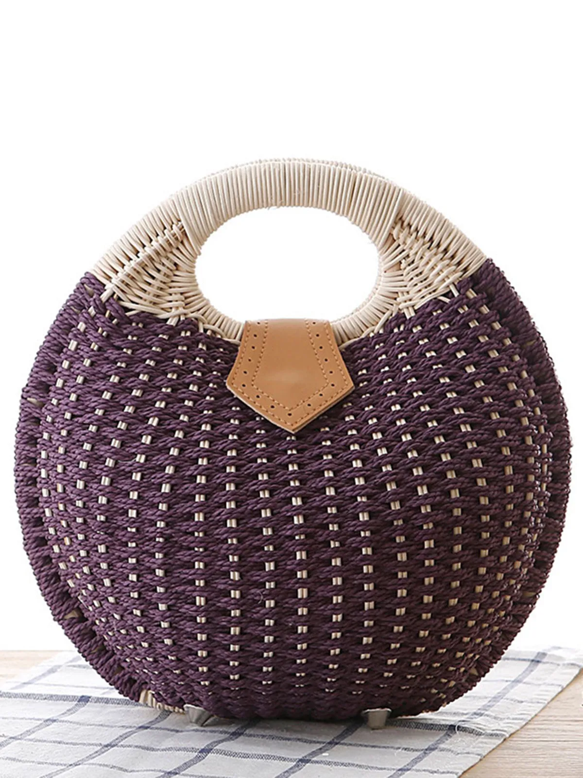 Braided Shell Tote Straw Bag