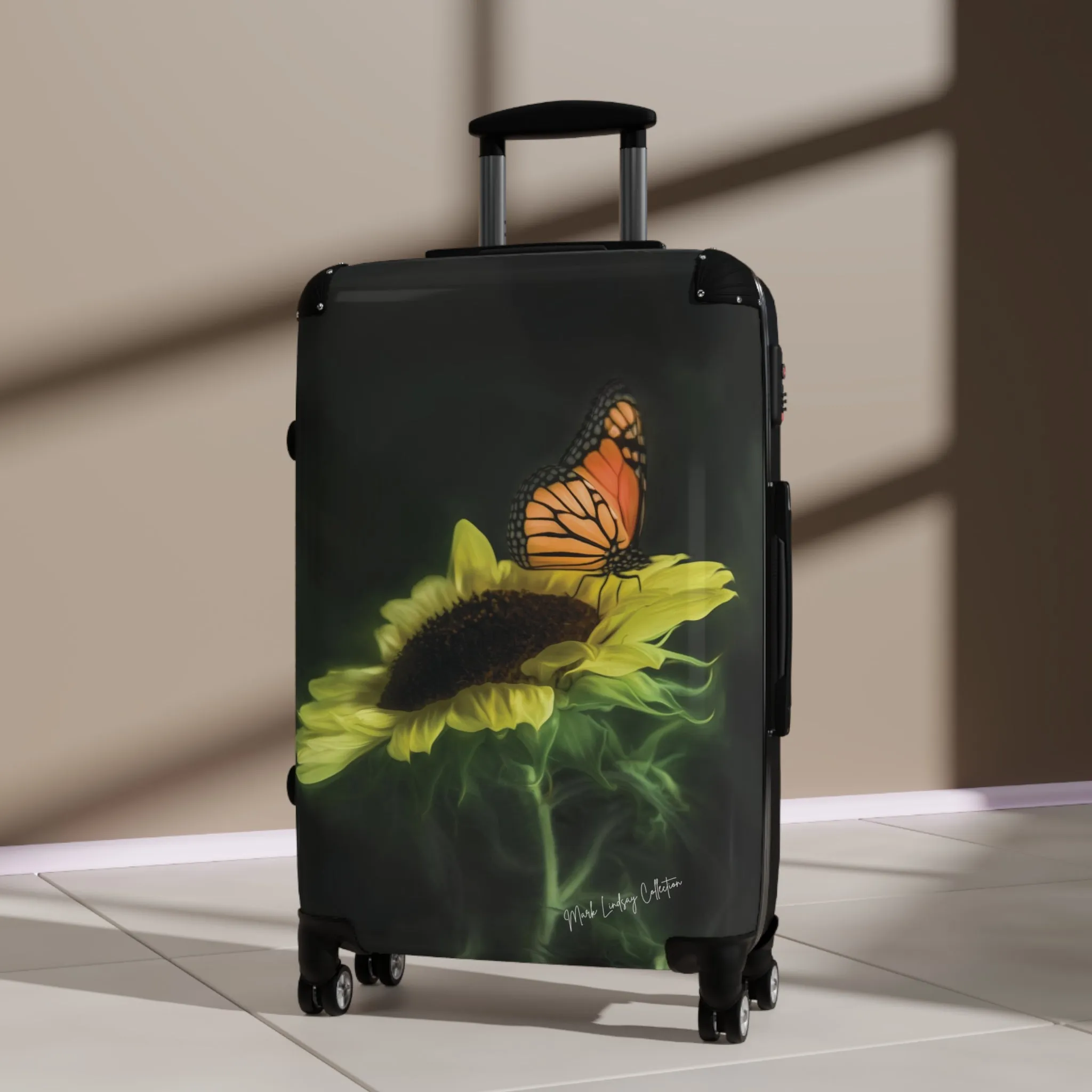 Butterfly's Sunflower Custom Art Luggage