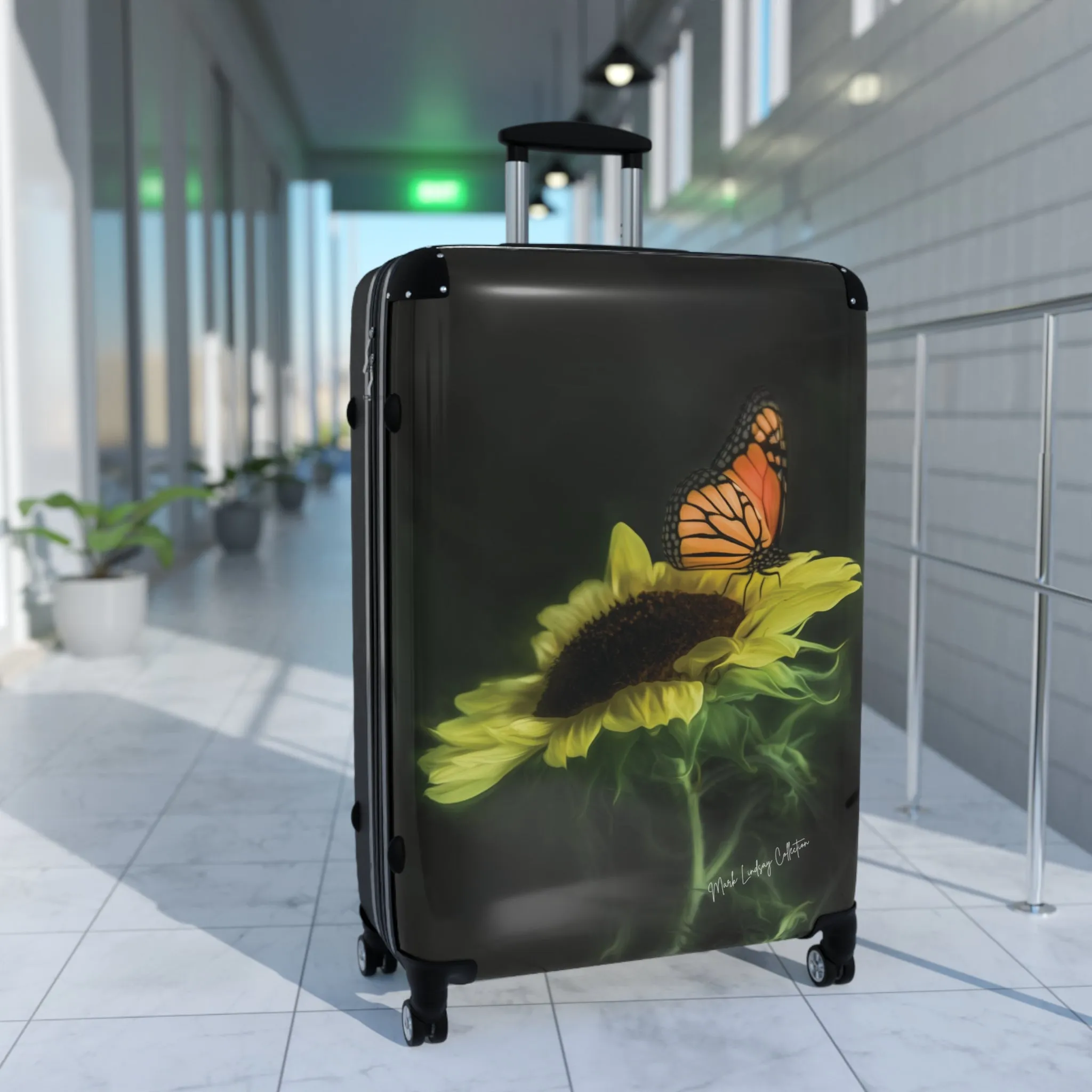 Butterfly's Sunflower Custom Art Luggage