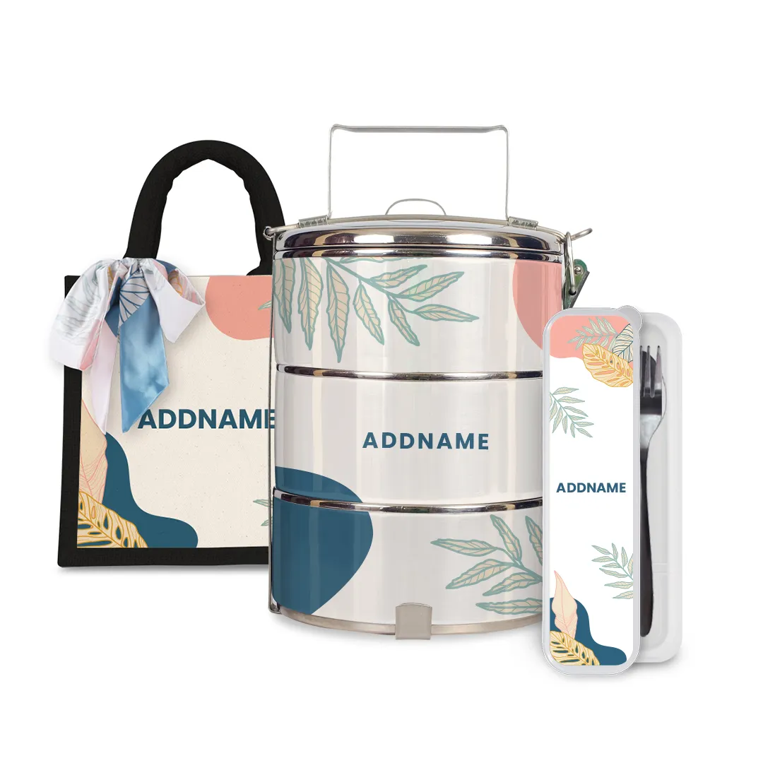 Charlotte Series - Summer Half Lining Lunch Bag, Tiffin Carrier and Cutlery Set