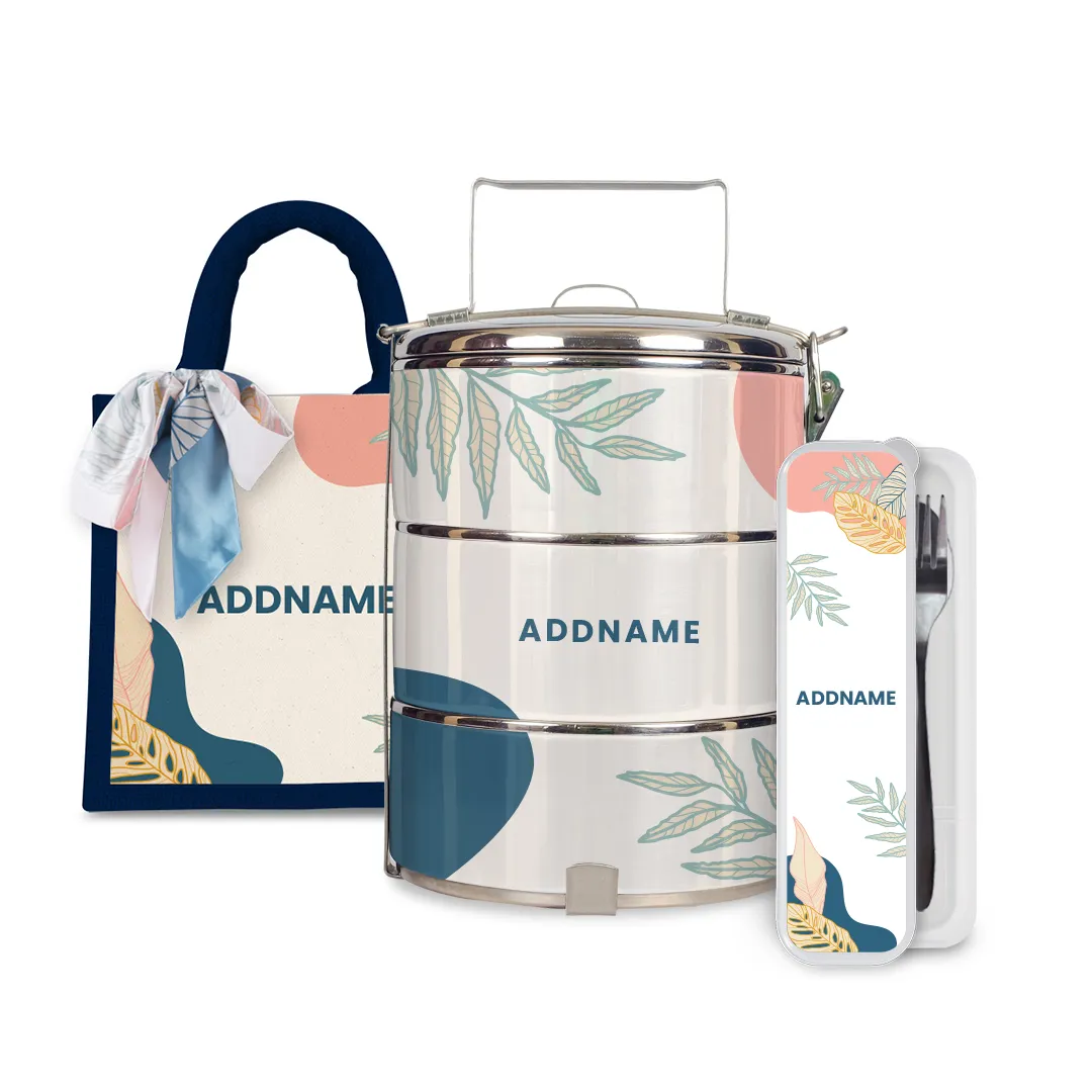 Charlotte Series - Summer Half Lining Lunch Bag, Tiffin Carrier and Cutlery Set