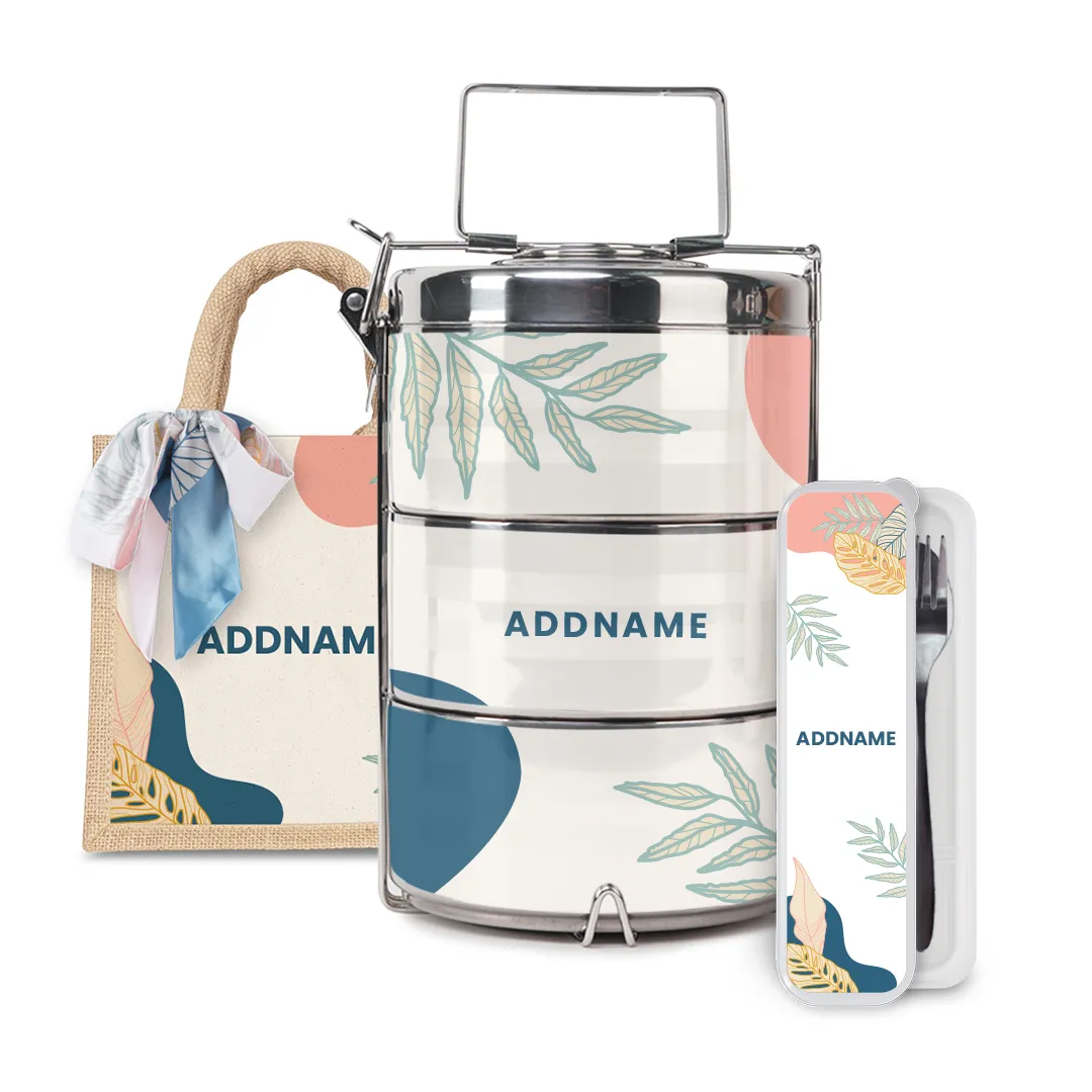Charlotte Series - Summer Half Lining Lunch Bag, Tiffin Carrier and Cutlery Set