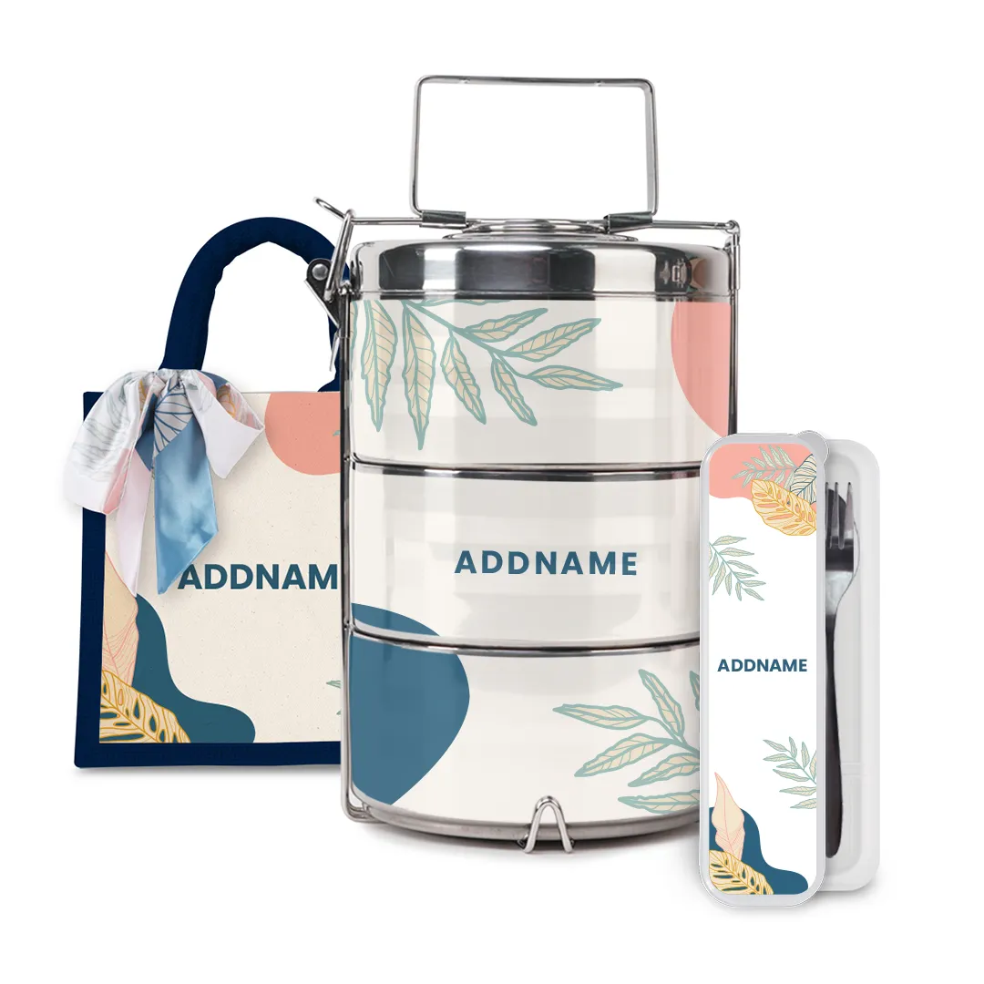 Charlotte Series - Summer Half Lining Lunch Bag, Tiffin Carrier and Cutlery Set