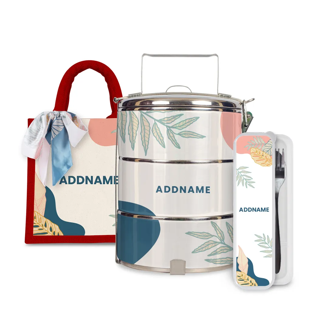 Charlotte Series - Summer Half Lining Lunch Bag, Tiffin Carrier and Cutlery Set