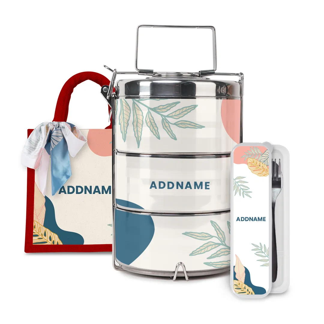 Charlotte Series - Summer Half Lining Lunch Bag, Tiffin Carrier and Cutlery Set