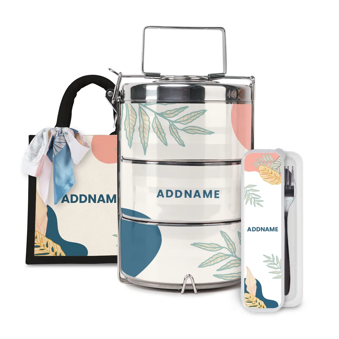Charlotte Series - Summer Half Lining Lunch Bag, Tiffin Carrier and Cutlery Set