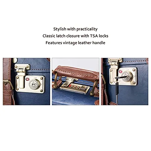 CO-Z Premium Vintage Luggage Sets 24" Trolley Suitcase and 12" Hand Bag Set with TSA Locks (12"  24" Blue)