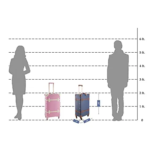 CO-Z Premium Vintage Luggage Sets 24" Trolley Suitcase and 12" Hand Bag Set with TSA Locks (12"  24" Blue)