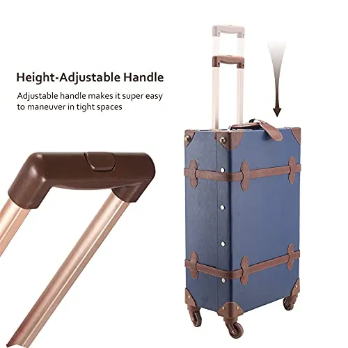 CO-Z Premium Vintage Luggage Sets 24" Trolley Suitcase and 12" Hand Bag Set with TSA Locks (12"  24" Blue)