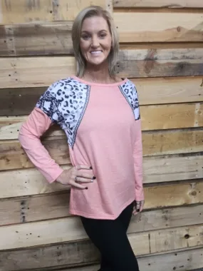 Coral Long Sleeve W/ Animal Print