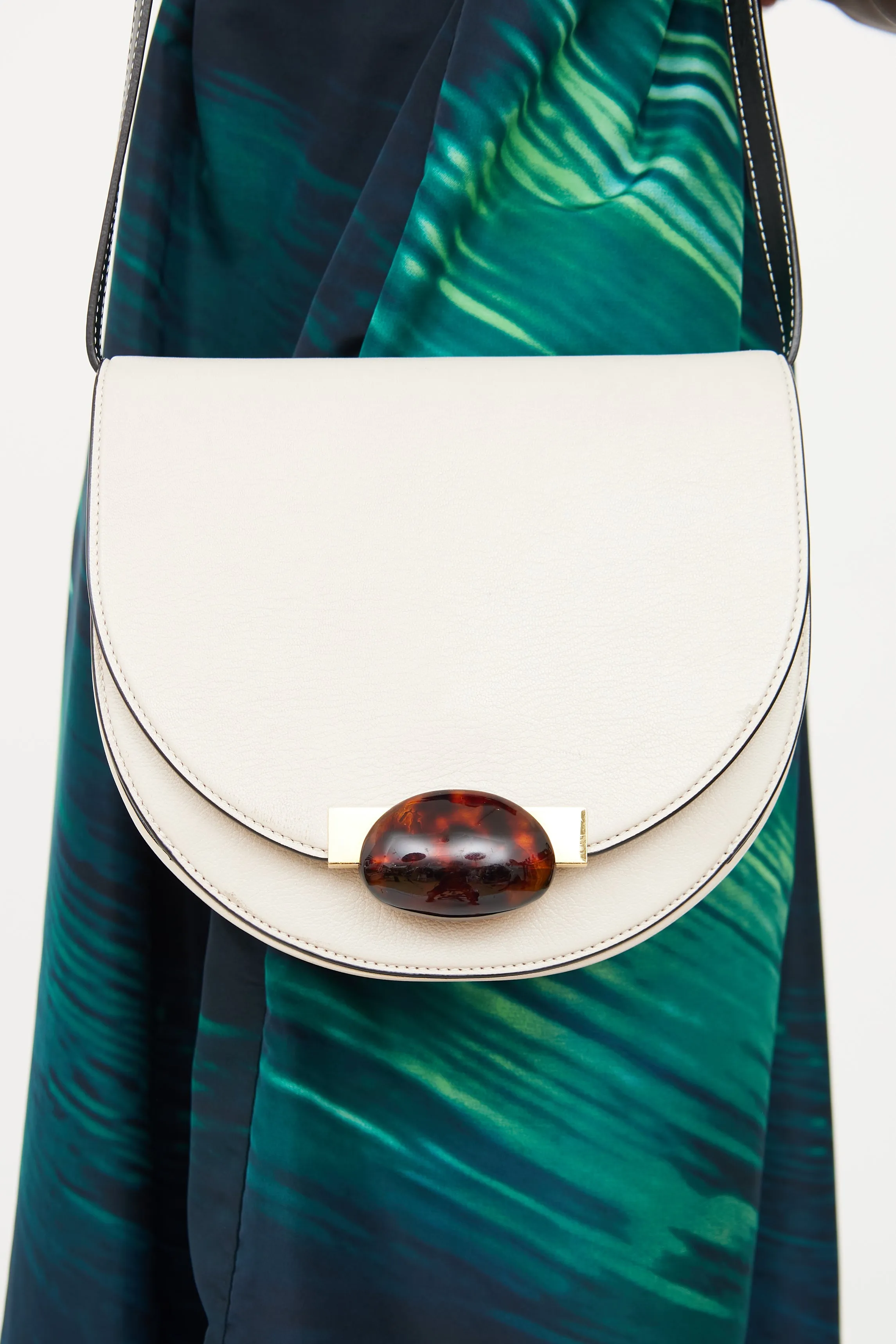 Cream Galet Saddle Crossbody Bag