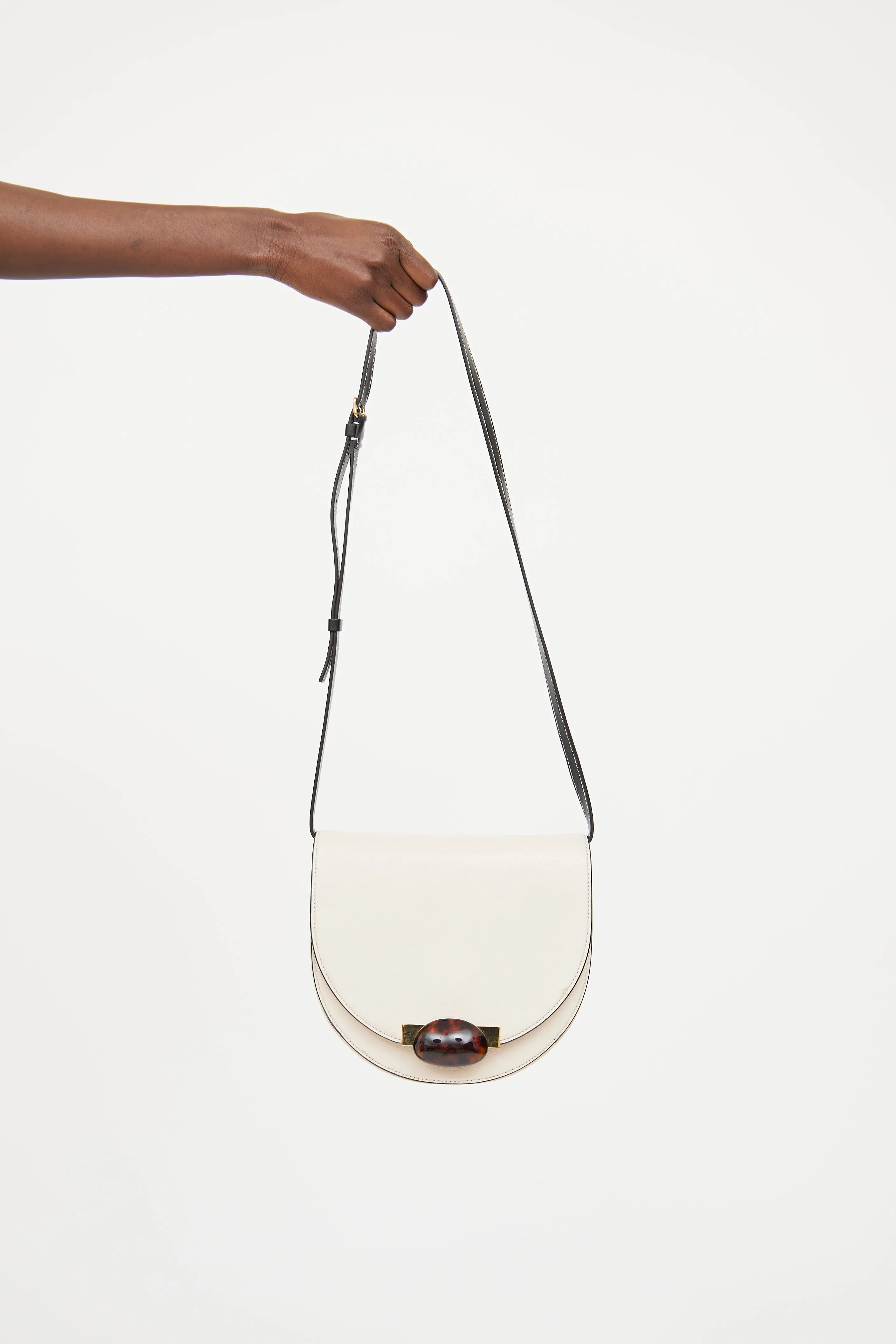 Cream Galet Saddle Crossbody Bag