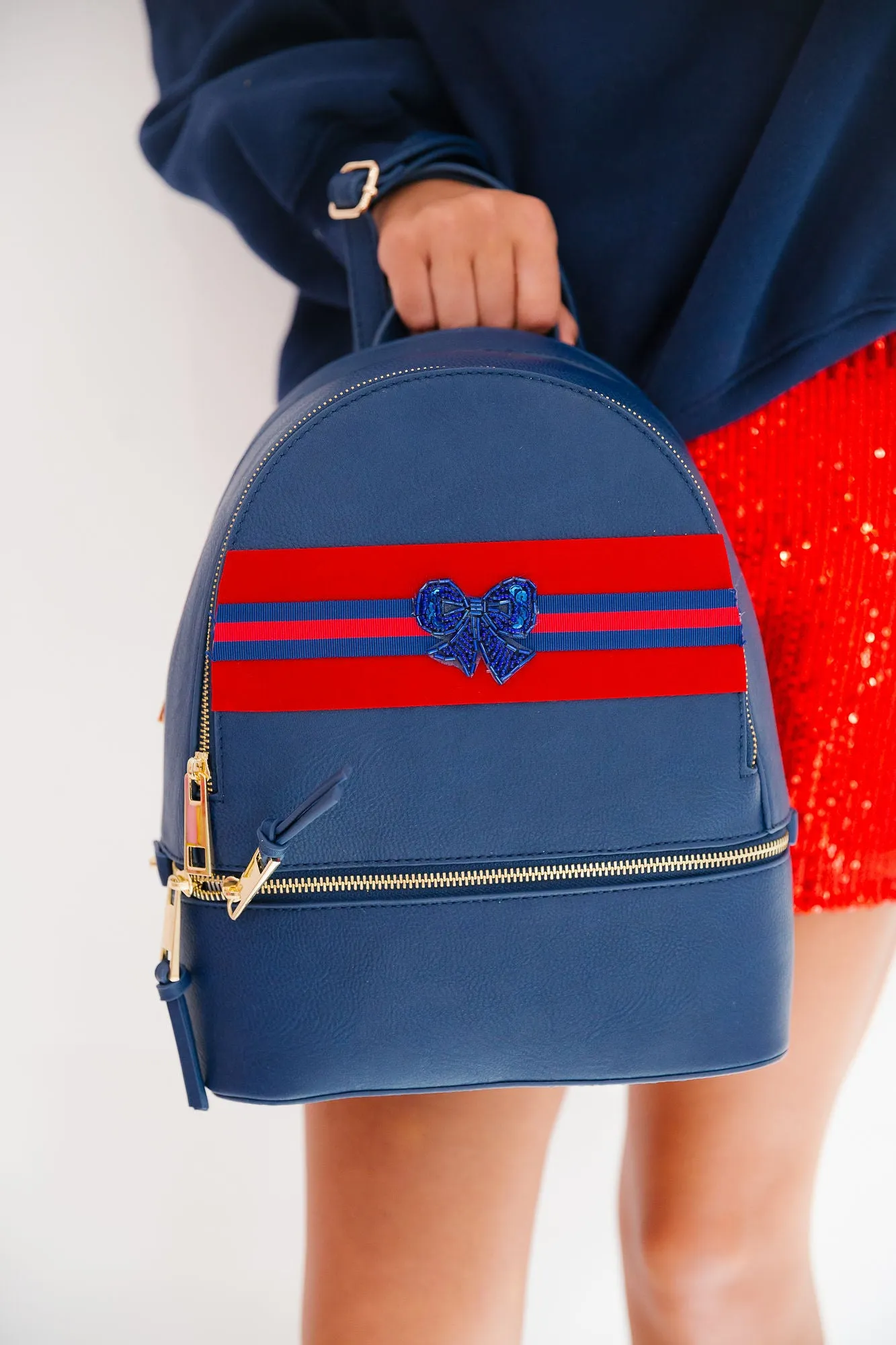HOLIDAY BOW NAVY BACKPACK