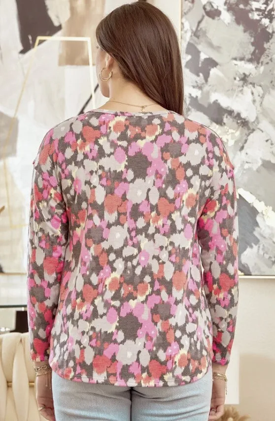 Multicolor Fun Print Long Sleeve Top - #7853-7858