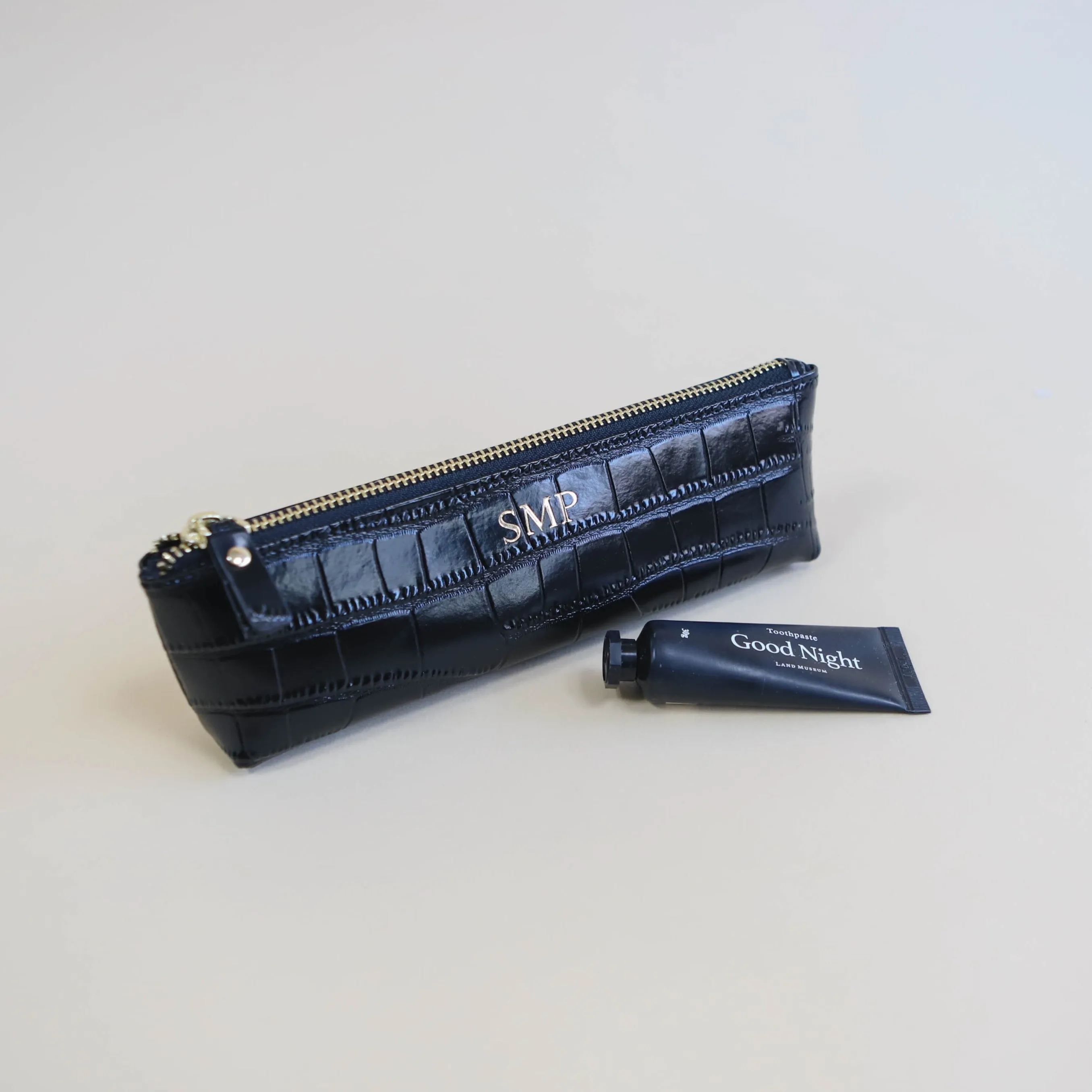 Munich' Black Leather Pencil Case