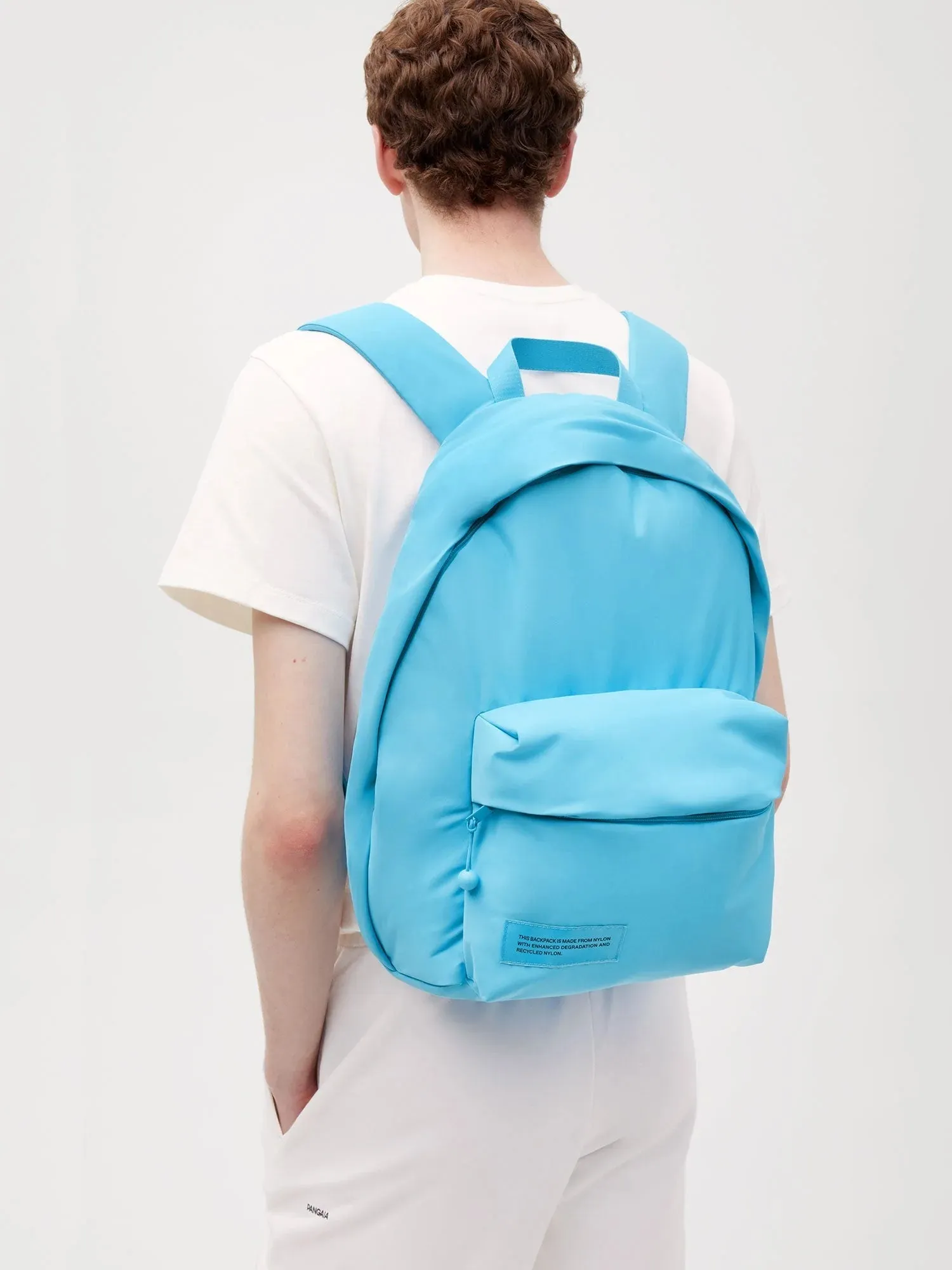Nylon Padded Backpack—beach blue