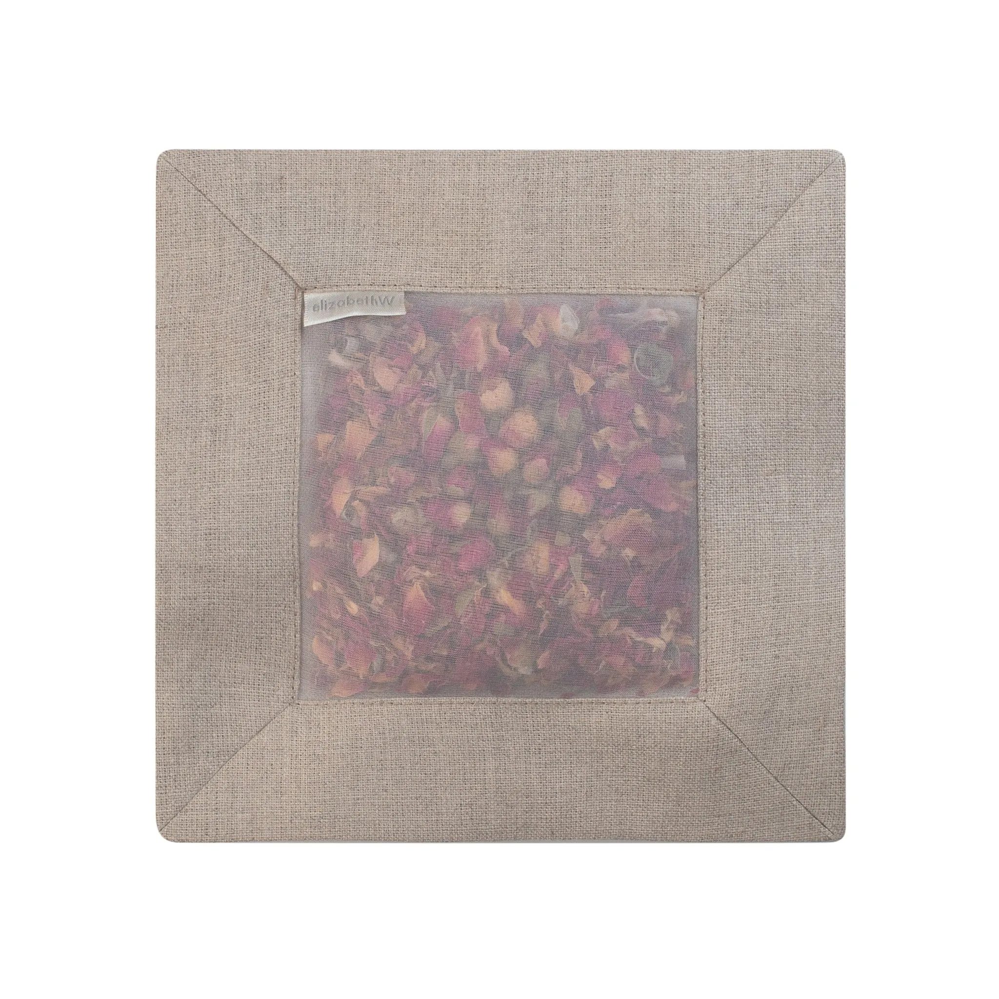 Rose Square Sachet Natural Linen