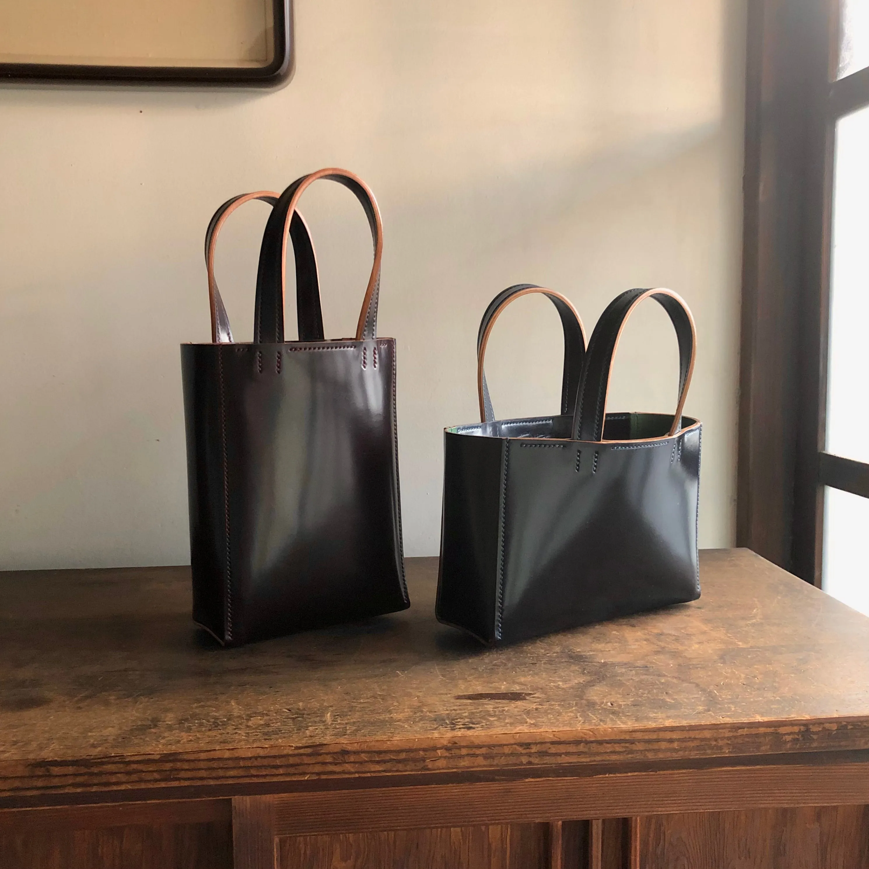 Shell Bag / Mini Tote (Horizontal)【Horween】シェルコードバンのミニトートバッグ(よこ型)