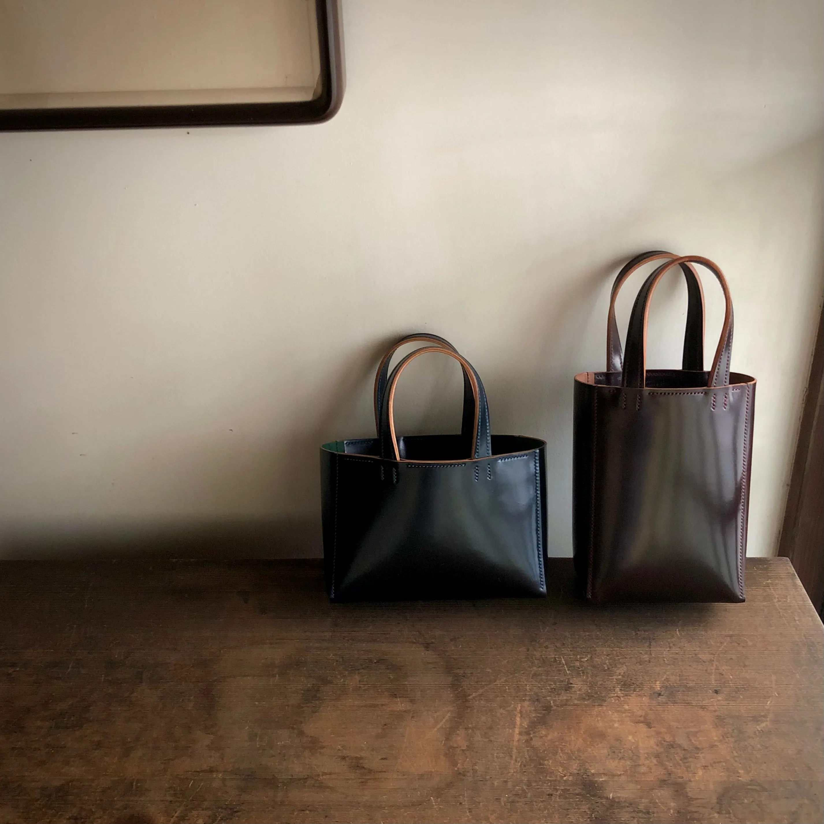 Shell Bag / Mini Tote (Horizontal)【Horween】シェルコードバンのミニトートバッグ(よこ型)
