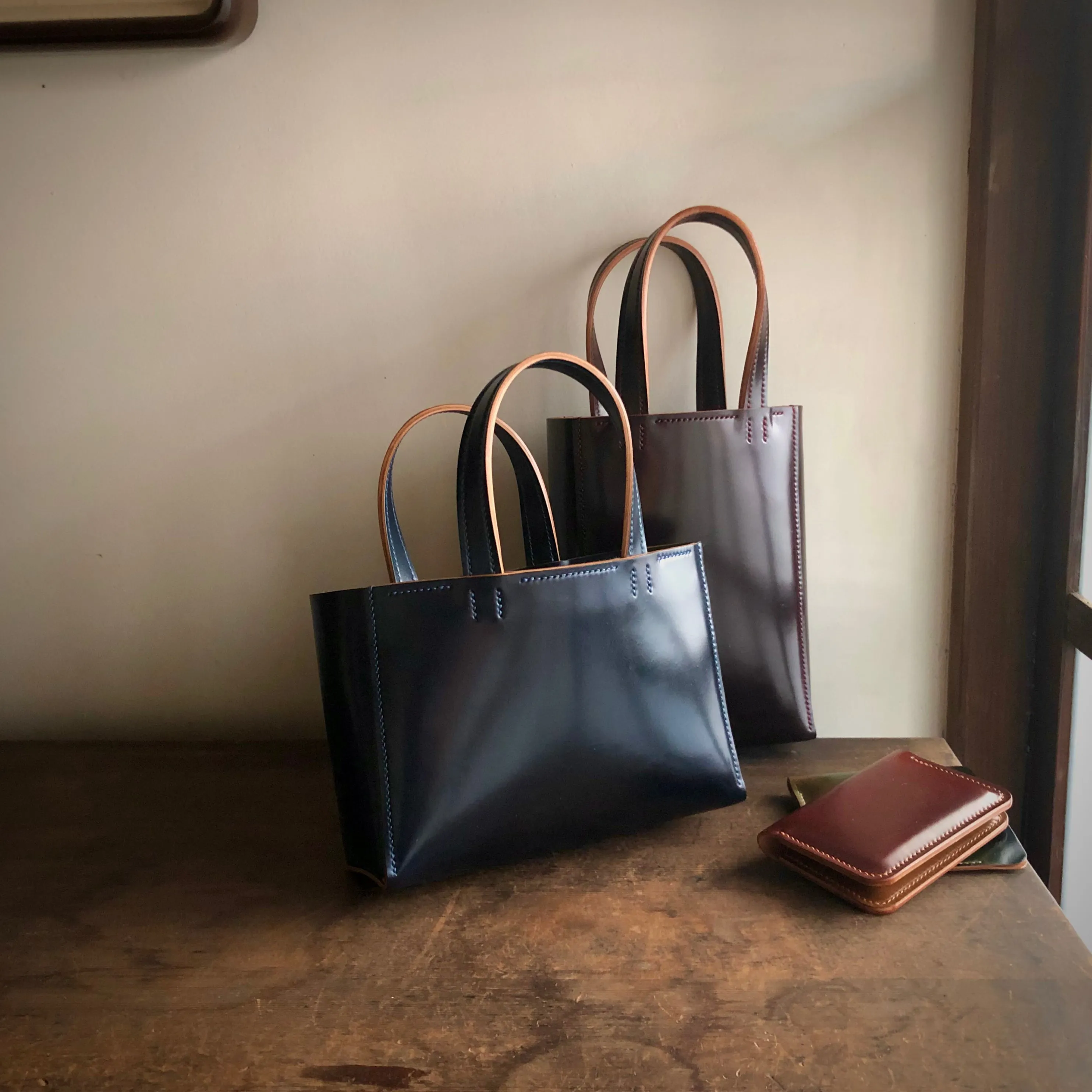 Shell Bag / Mini Tote (Horizontal)【Horween】シェルコードバンのミニトートバッグ(よこ型)