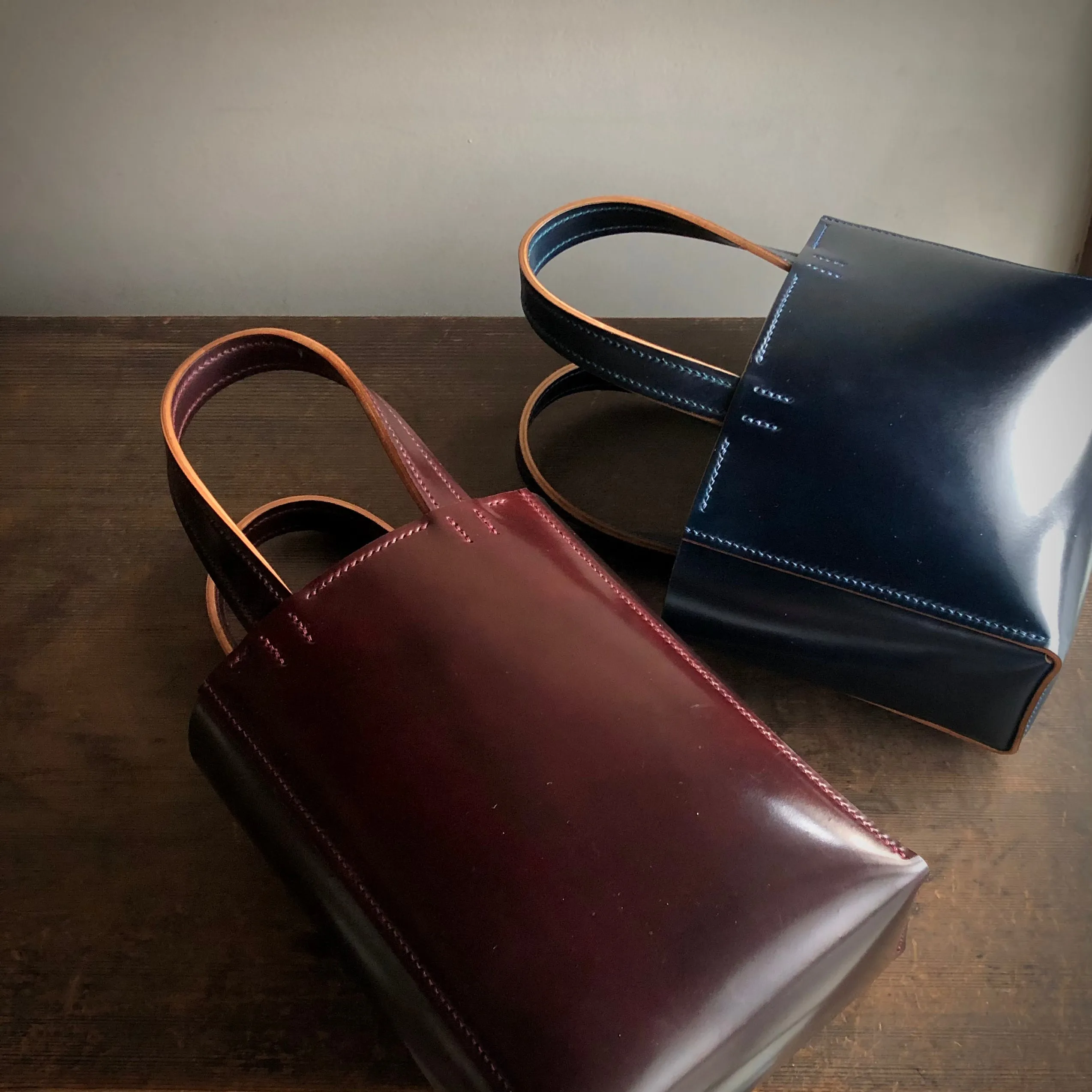 Shell Bag / Mini Tote (Horizontal)【Horween】シェルコードバンのミニトートバッグ(よこ型)