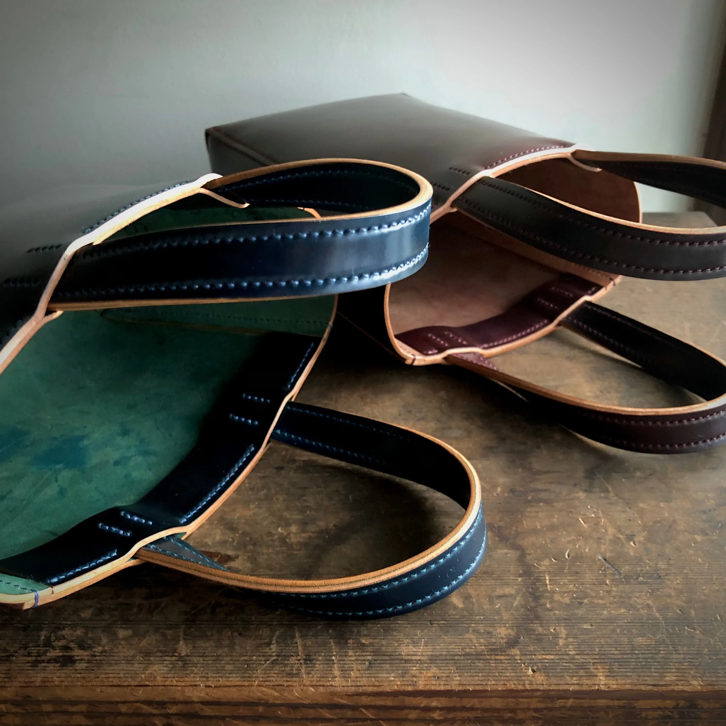 Shell Bag / Mini Tote (Horizontal)【Horween】シェルコードバンのミニトートバッグ(よこ型)
