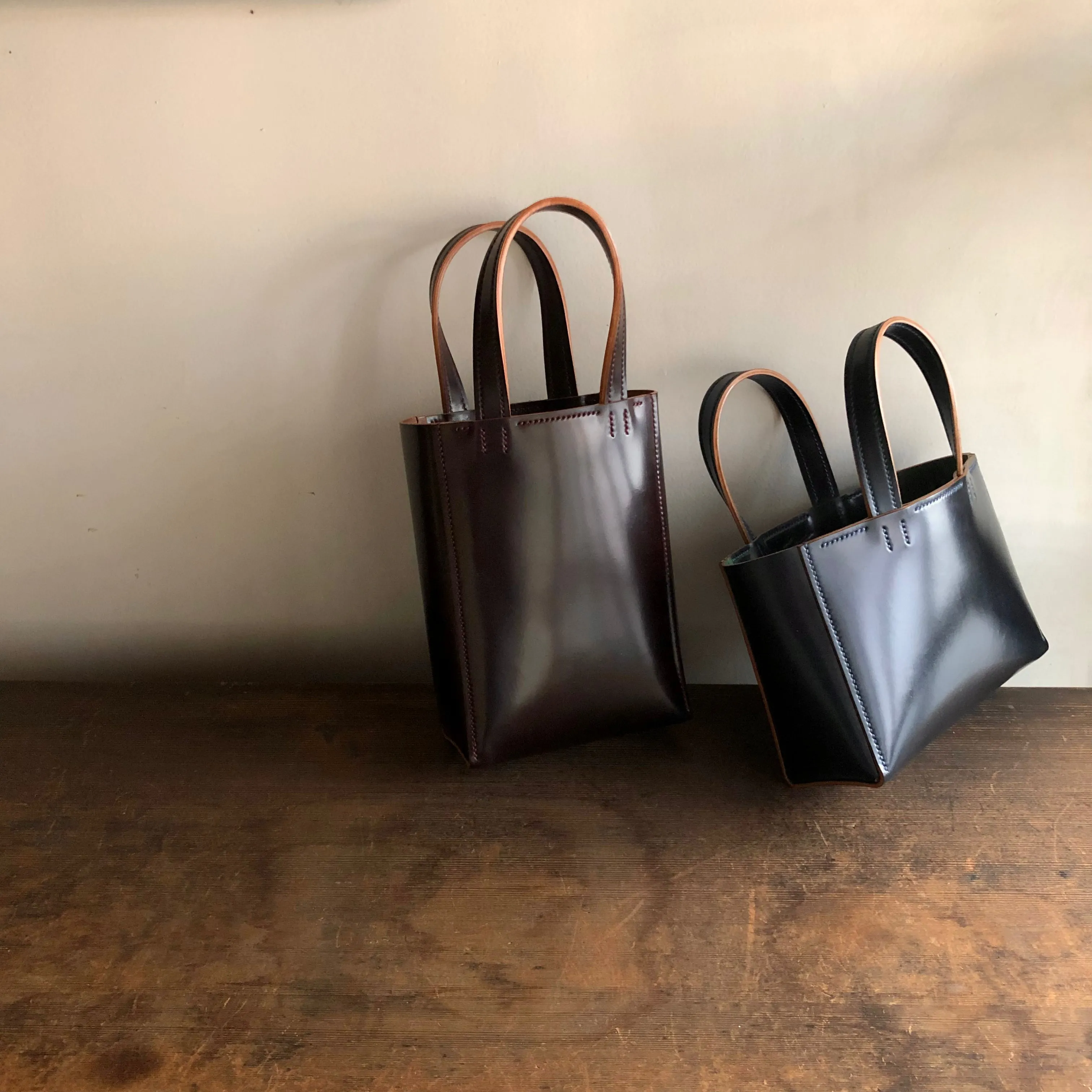 Shell Bag / Mini Tote (Horizontal)【Horween】シェルコードバンのミニトートバッグ(よこ型)