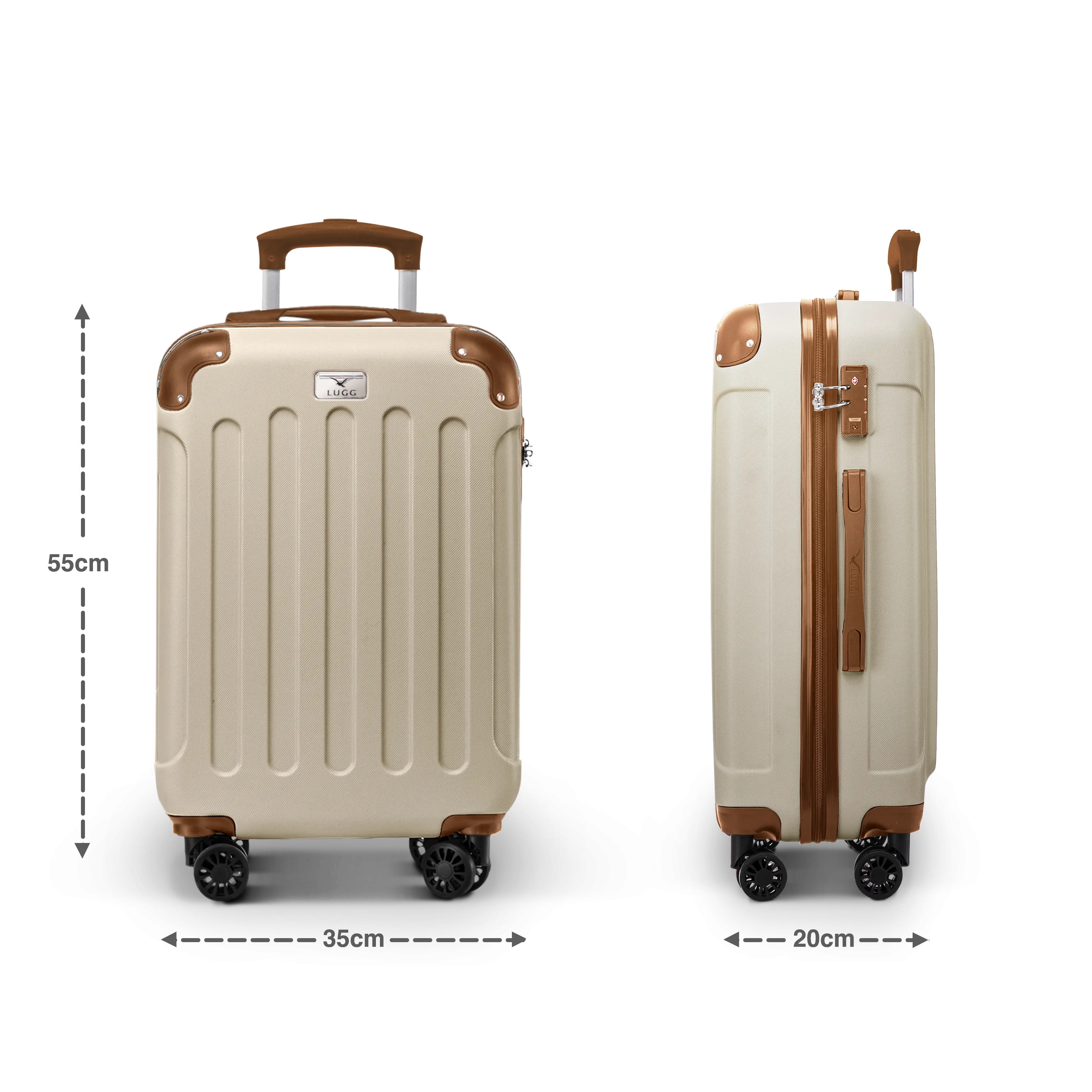 Skywander 20" Cabin Suitcase in Cream & Brown
