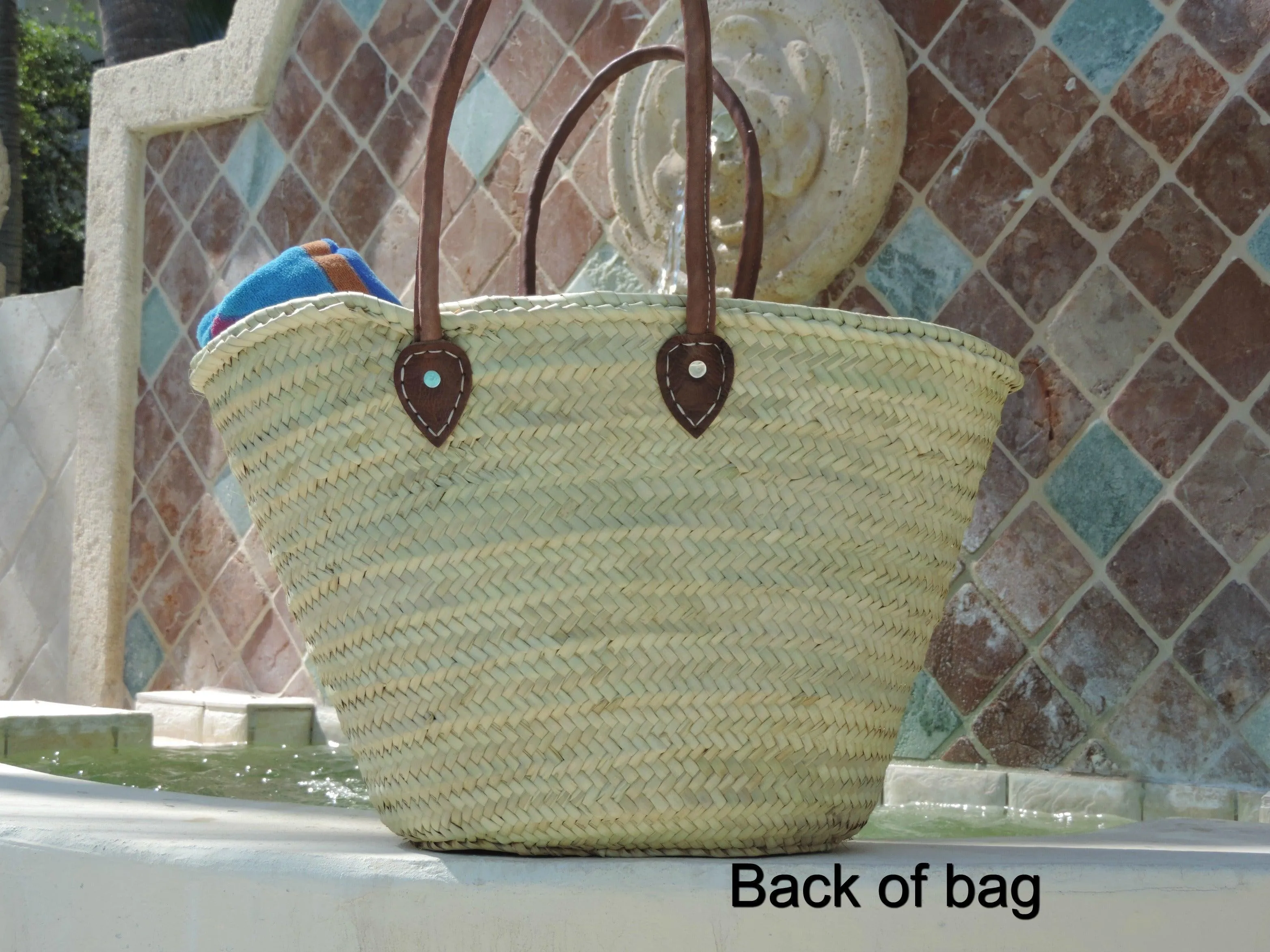 Straw bag with Hand-Painted Pit Bull