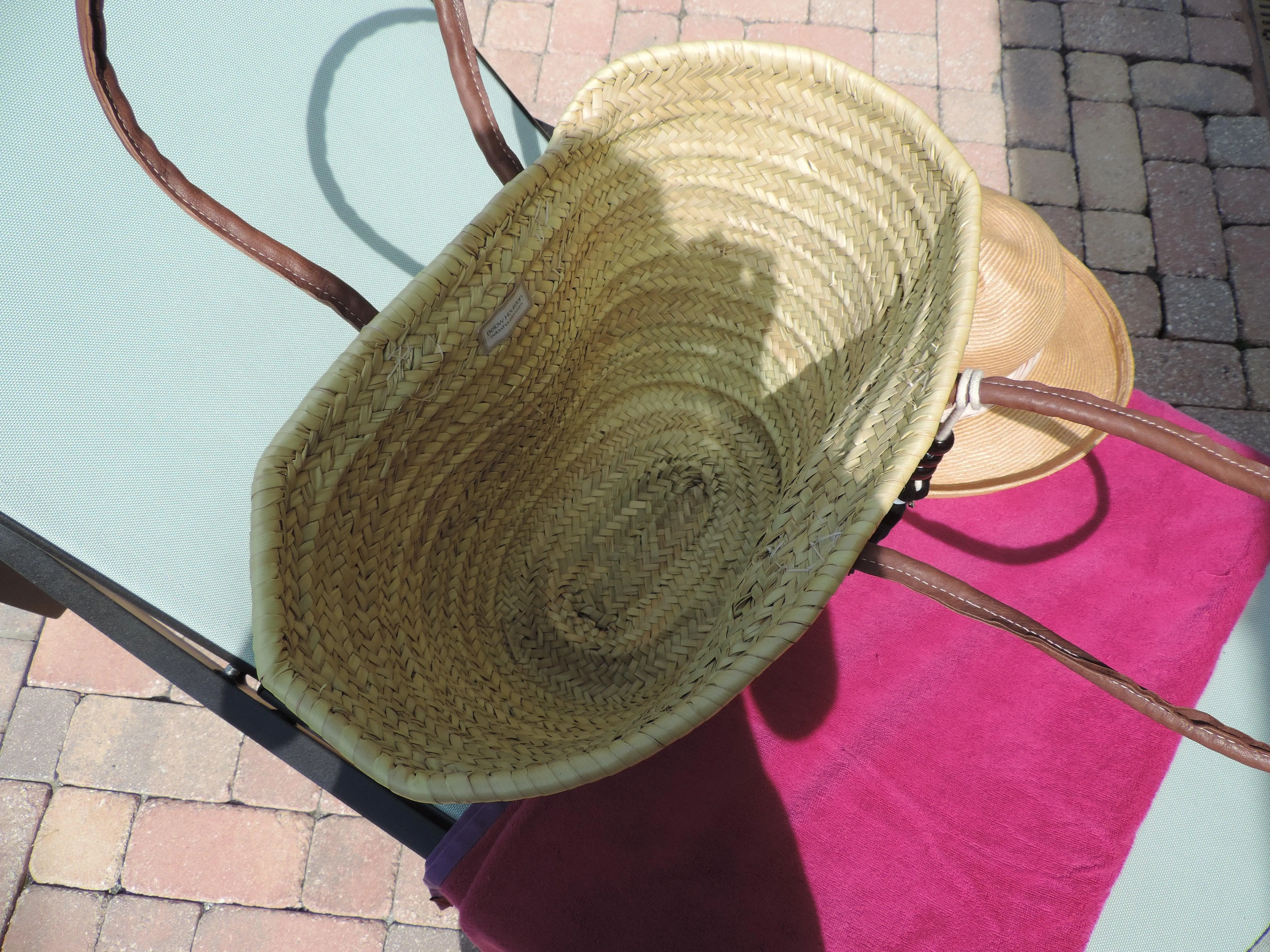 Straw bag with Hand-Painted Pit Bull