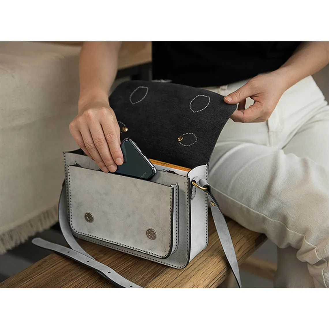 Vegetable Tanned Leather Satchel Crossbody Bag DIY Kits