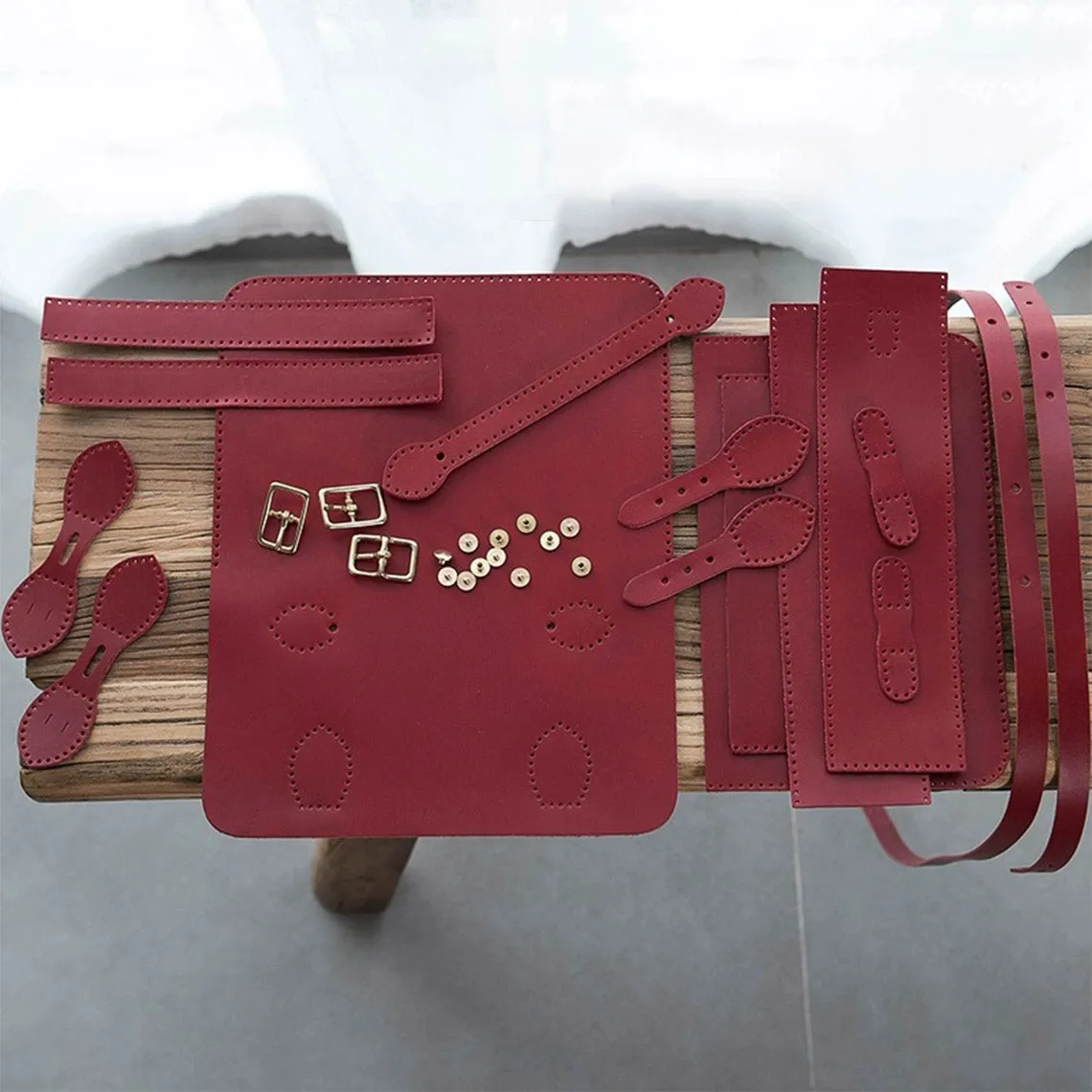 Vegetable Tanned Leather Satchel Crossbody Bag DIY Kits