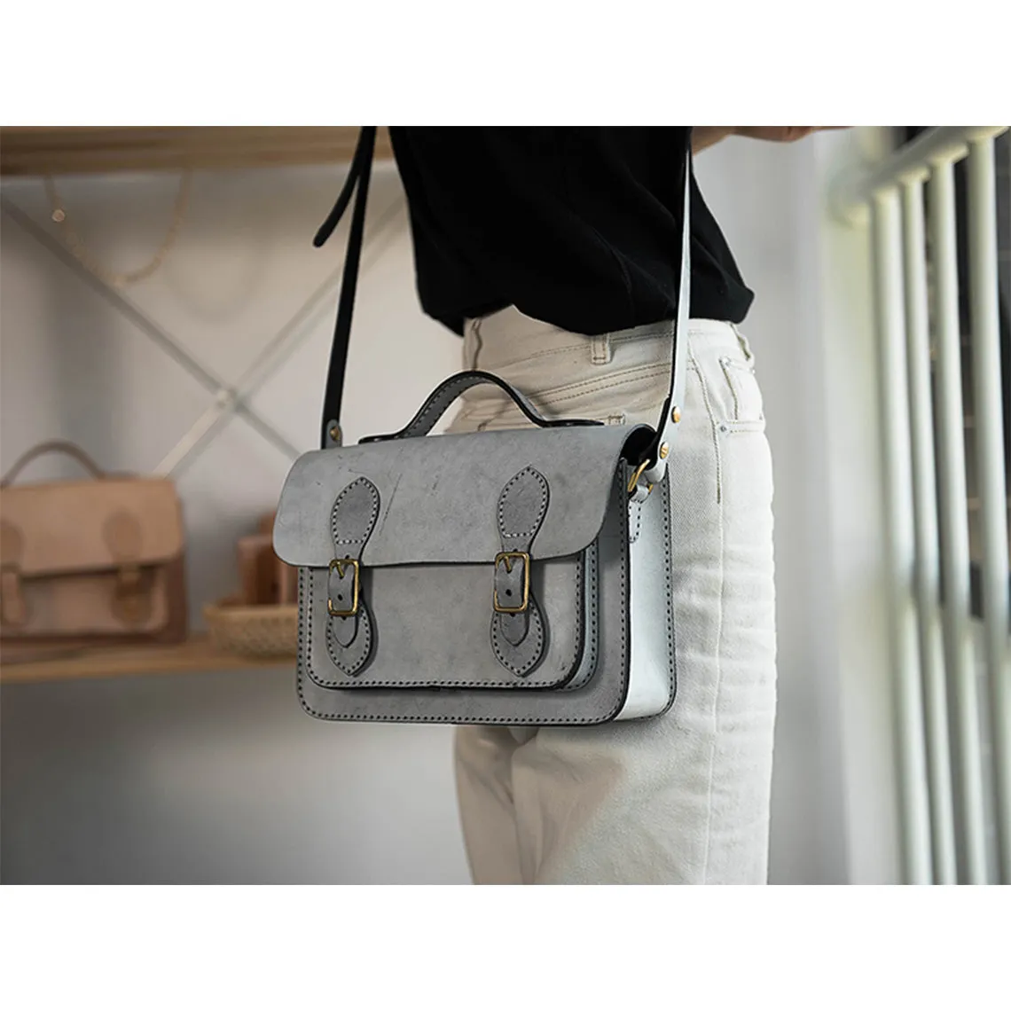 Vegetable Tanned Leather Satchel Crossbody Bag DIY Kits