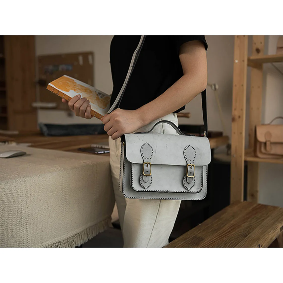Vegetable Tanned Leather Satchel Crossbody Bag DIY Kits