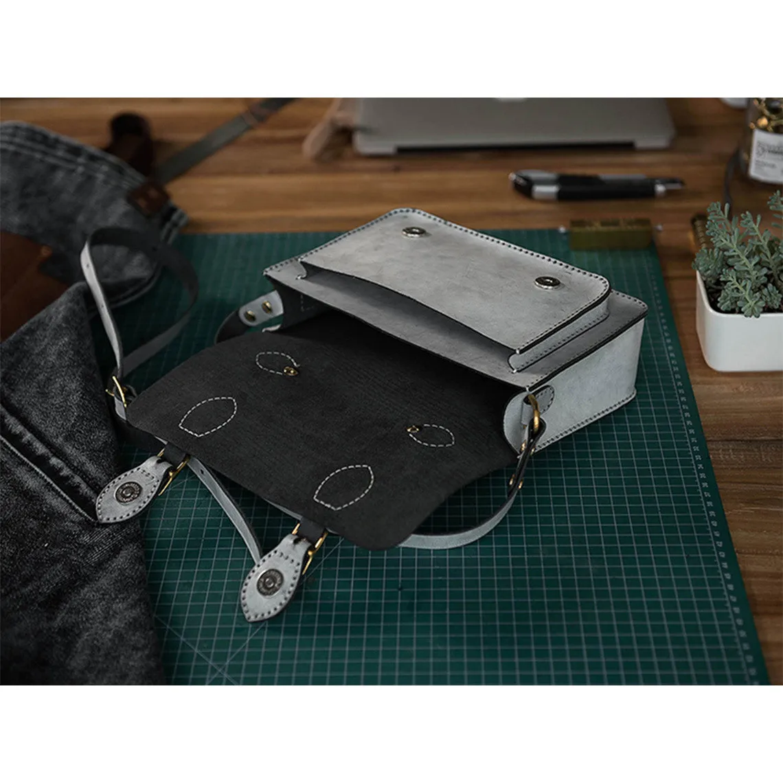 Vegetable Tanned Leather Satchel Crossbody Bag DIY Kits