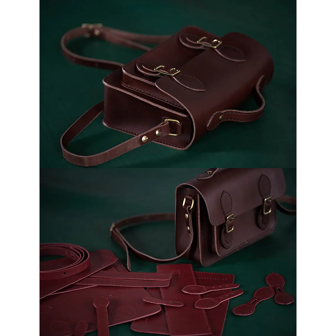 Vegetable Tanned Leather Satchel Crossbody Bag DIY Kits