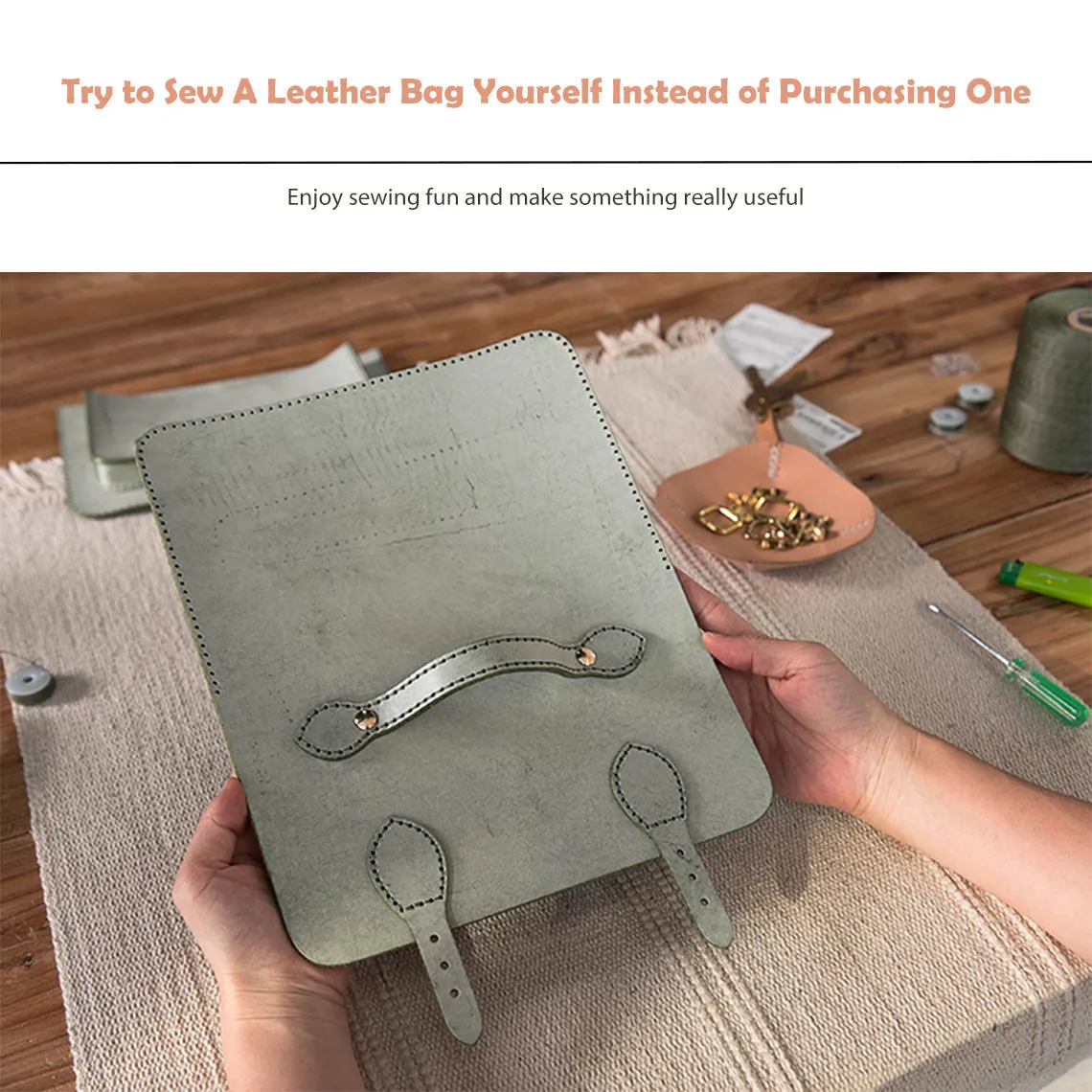 Vegetable Tanned Leather Satchel Crossbody Bag DIY Kits