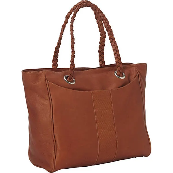 ZIP-TOP BRAIDED TOTE