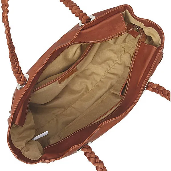 ZIP-TOP BRAIDED TOTE